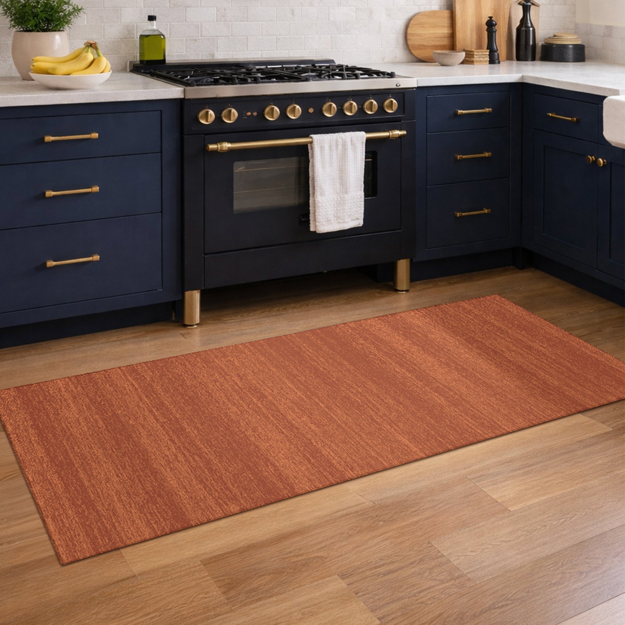 Solid Brick Machine Washable Rug