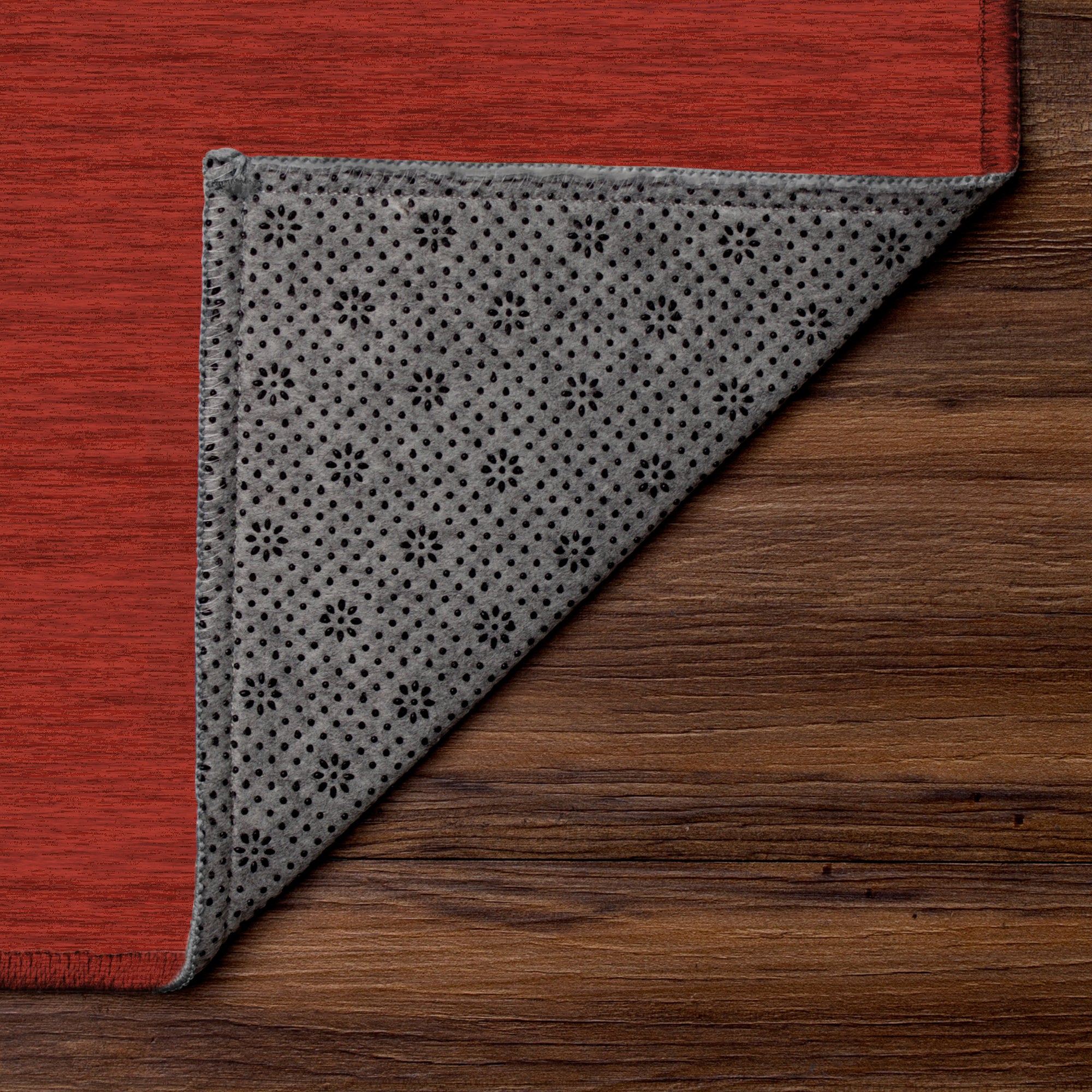 Solid Red Machine Washable Rug