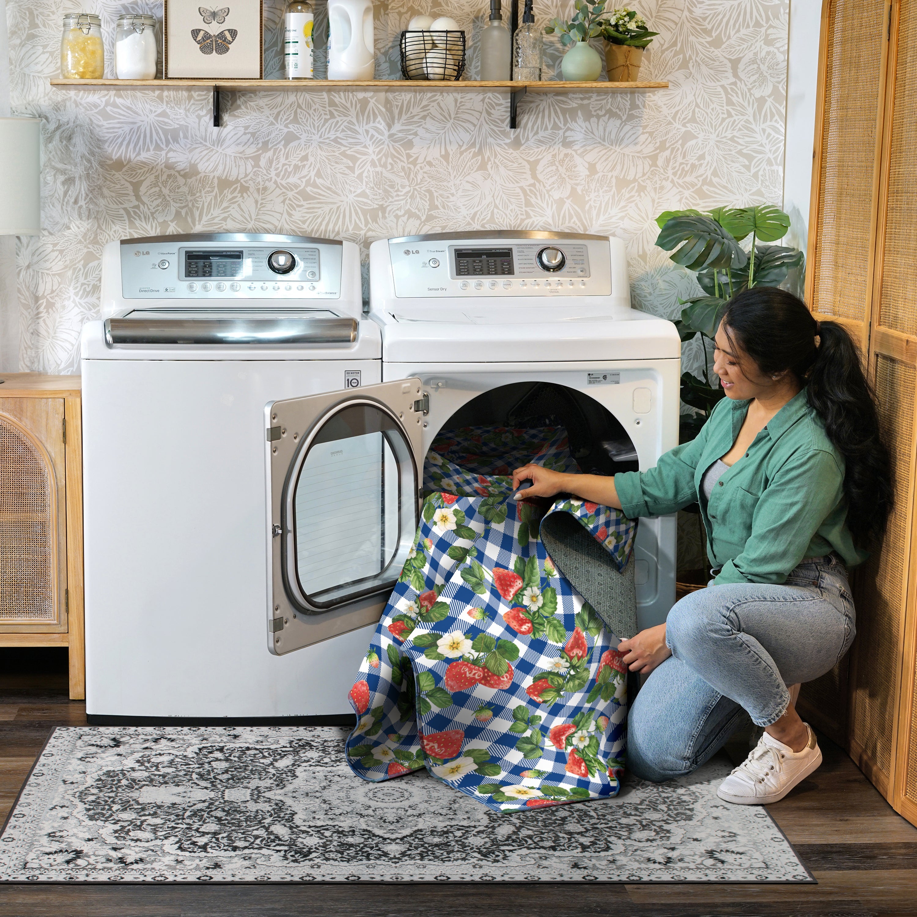 Berry Pattern Multicolored Kitchen Washable Rug