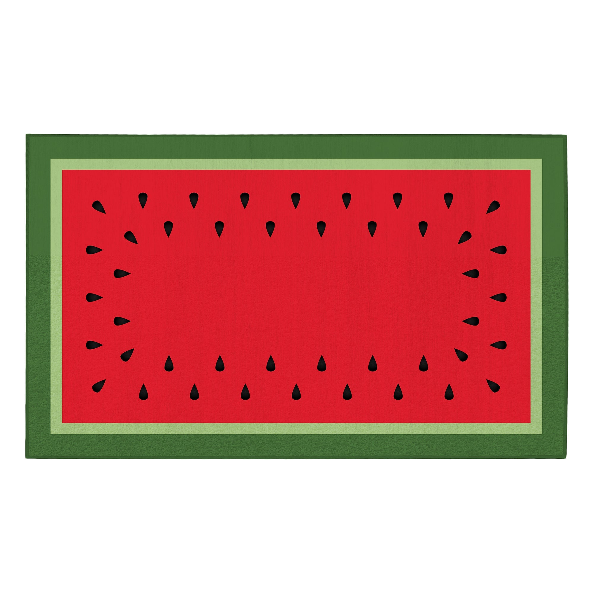 Watermelon Tray Red Green Black Kitchen Washable Rug