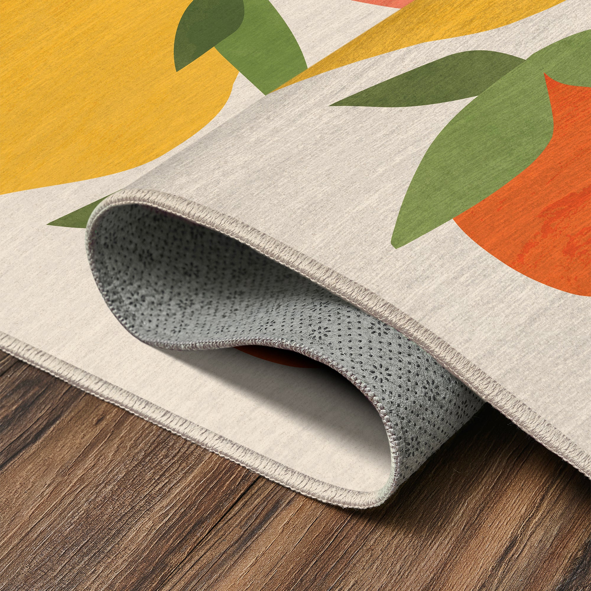 Wild Mango Coral Yellow Green Kitchen Washable Rug