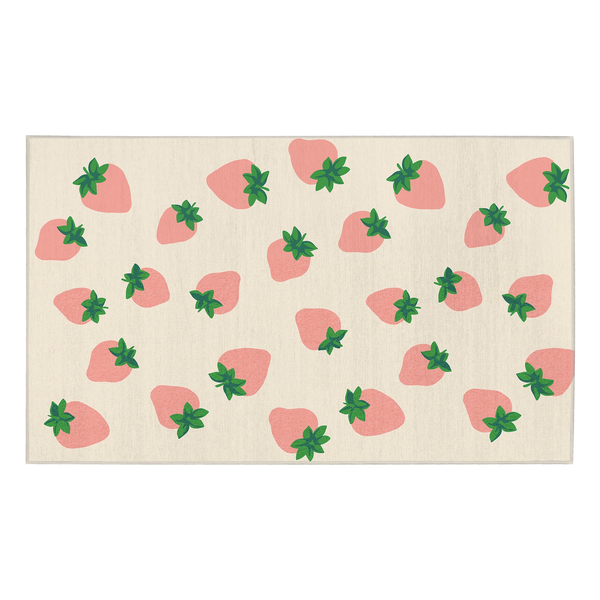 Berry Sweet Pink Green Beige Machine Washable Rug