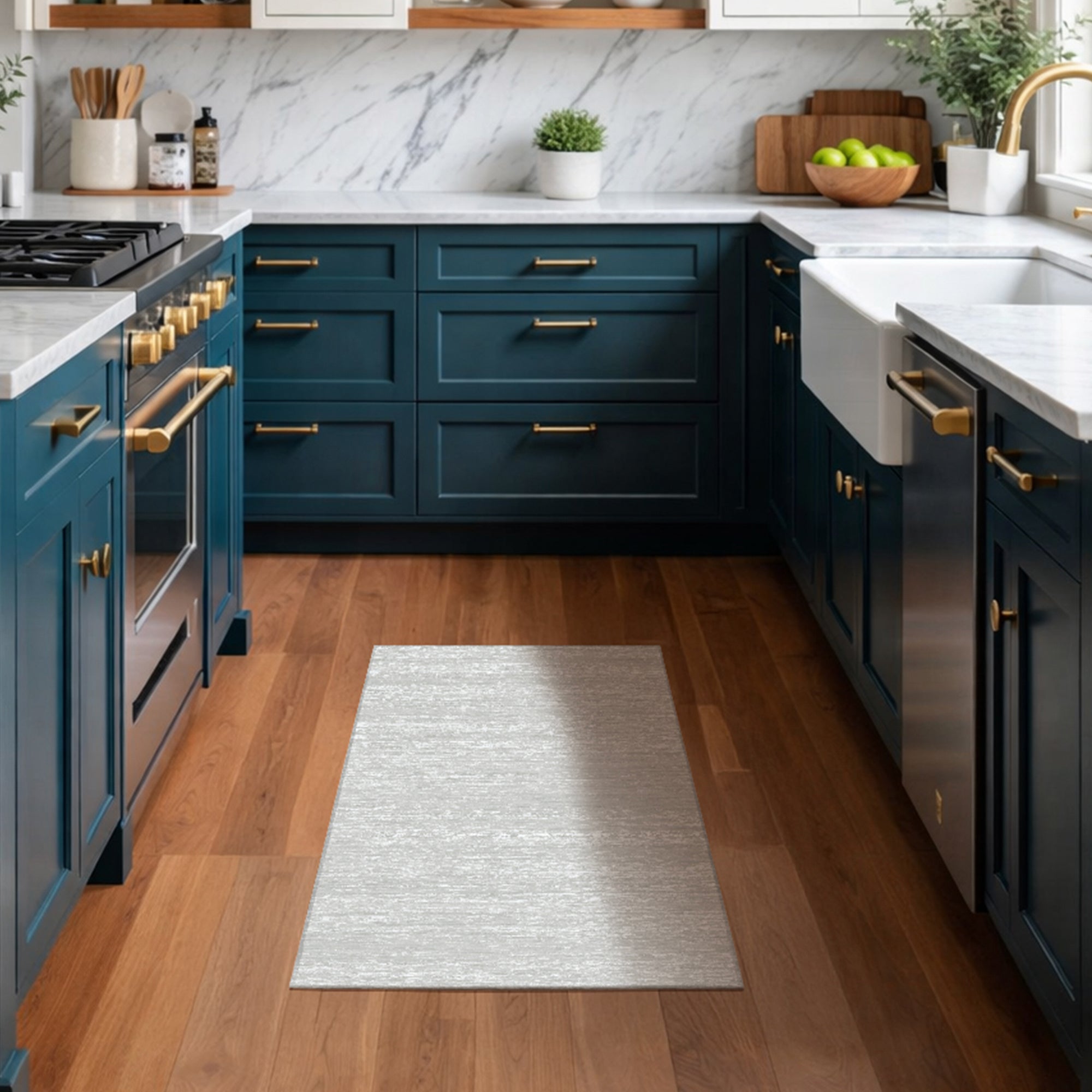 Solid Light Grey  Machine Washable Rug