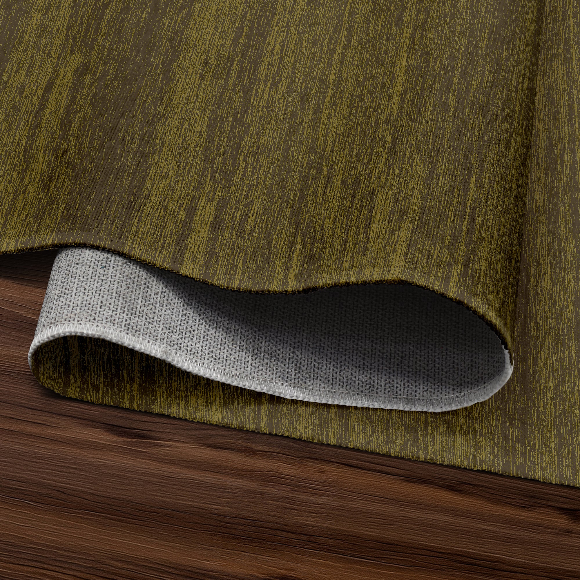 Solid Olive Machine Washable Rug