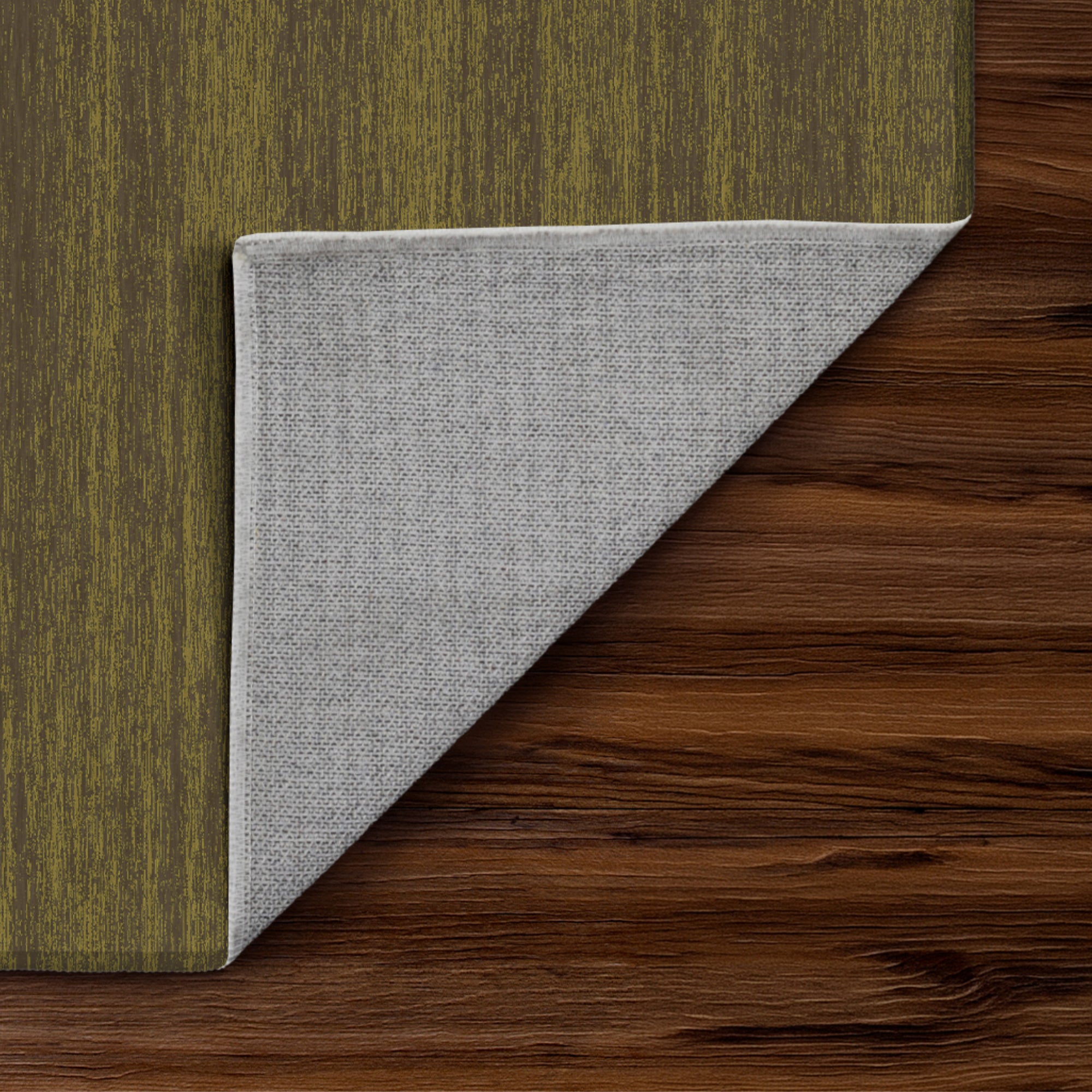 Solid Olive Machine Washable Rug