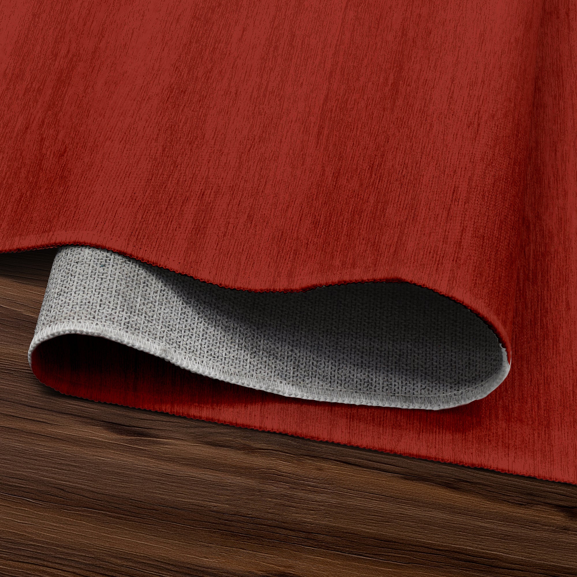 Solid Red Machine Washable Rug