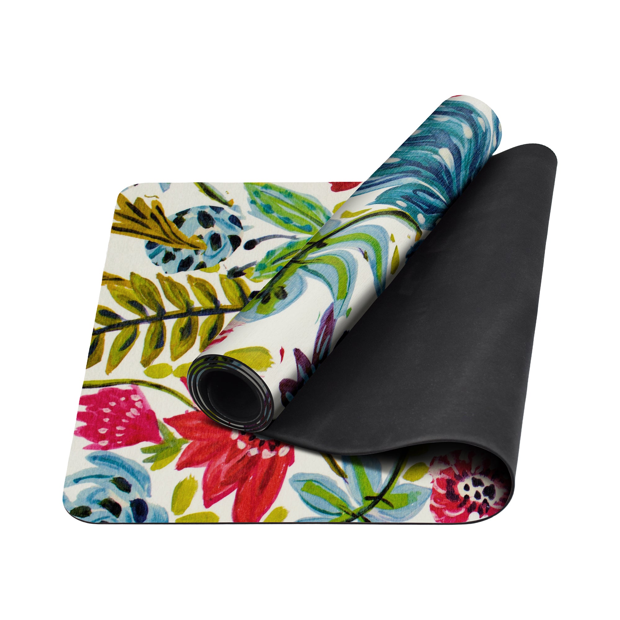 Multicolor floral washable yoga mat non slip decorative fitness mat for home workout