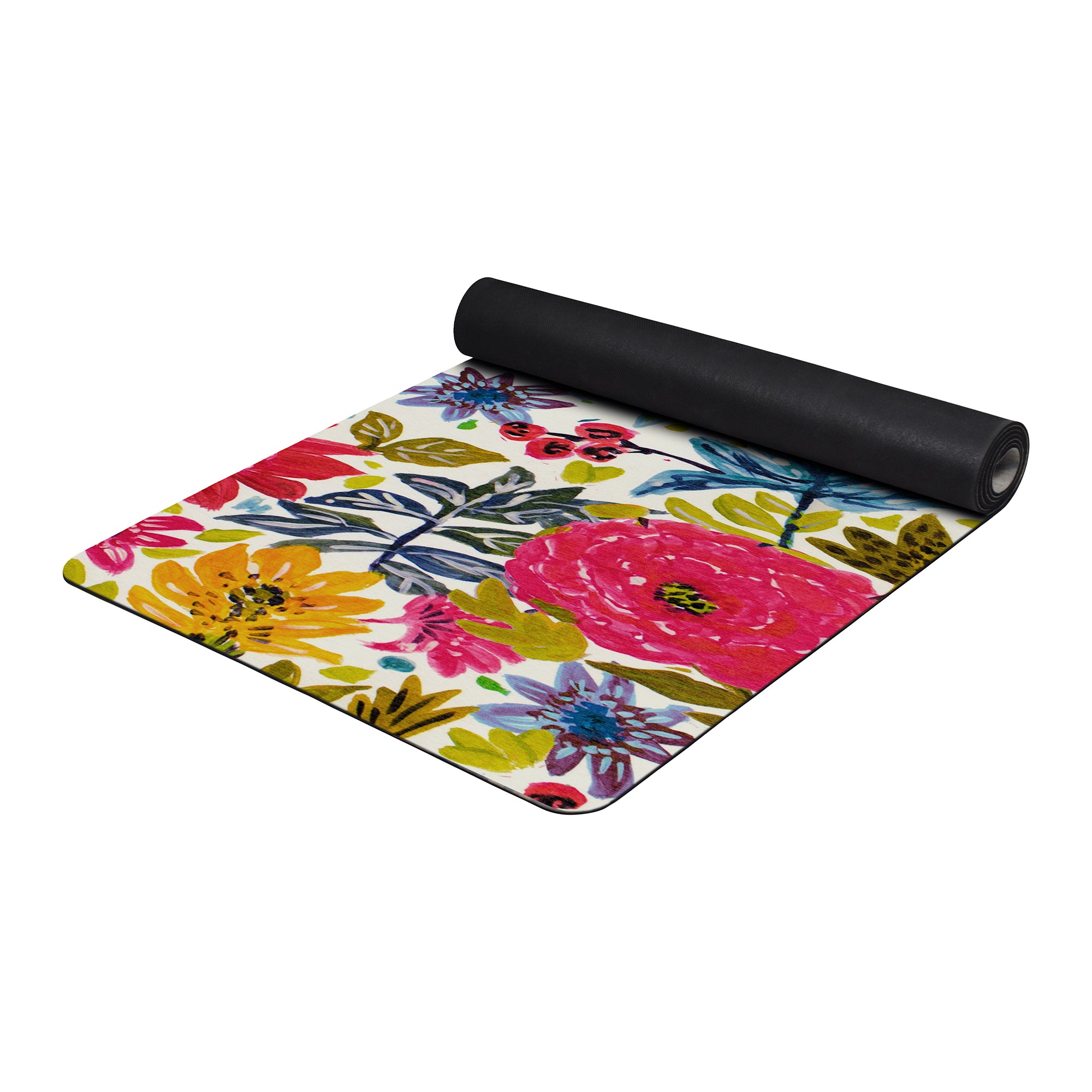 Multicolor floral washable yoga mat non slip decorative fitness mat for home workout