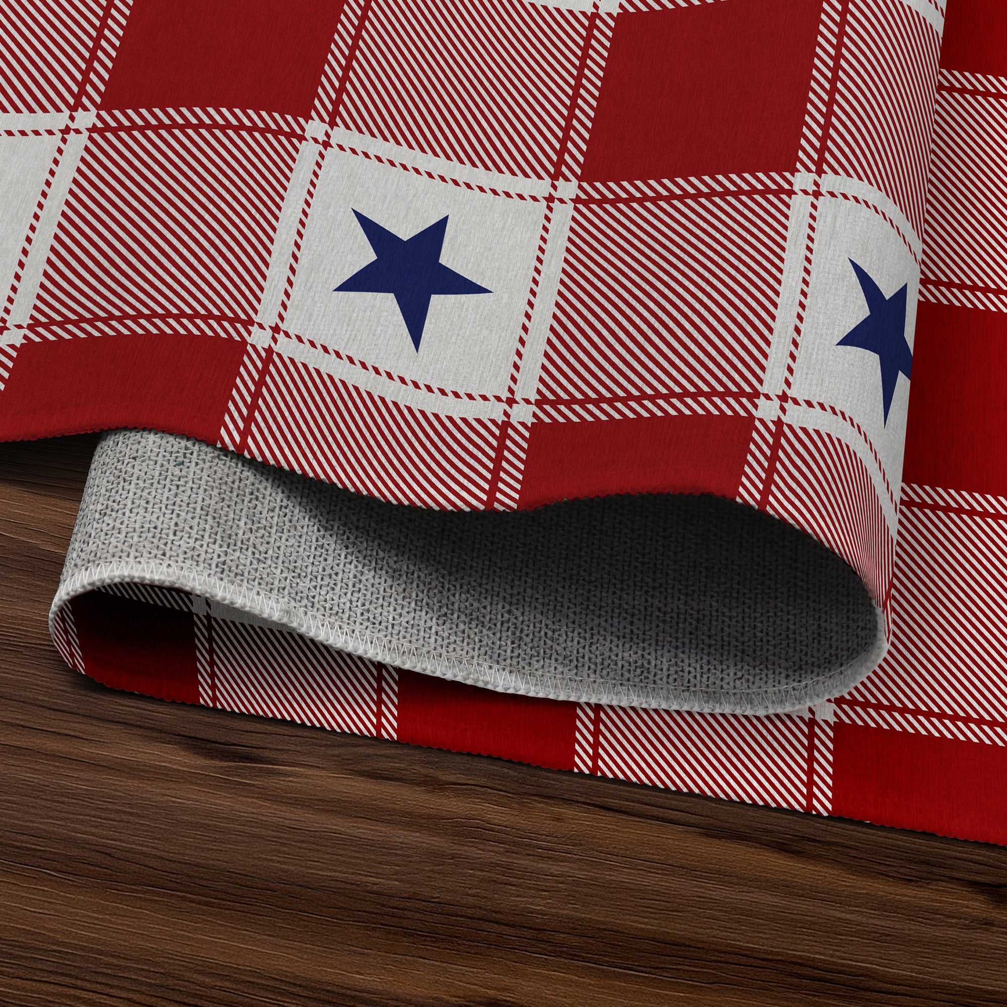 Buffalo Plaid Stars Machine Washable Rug