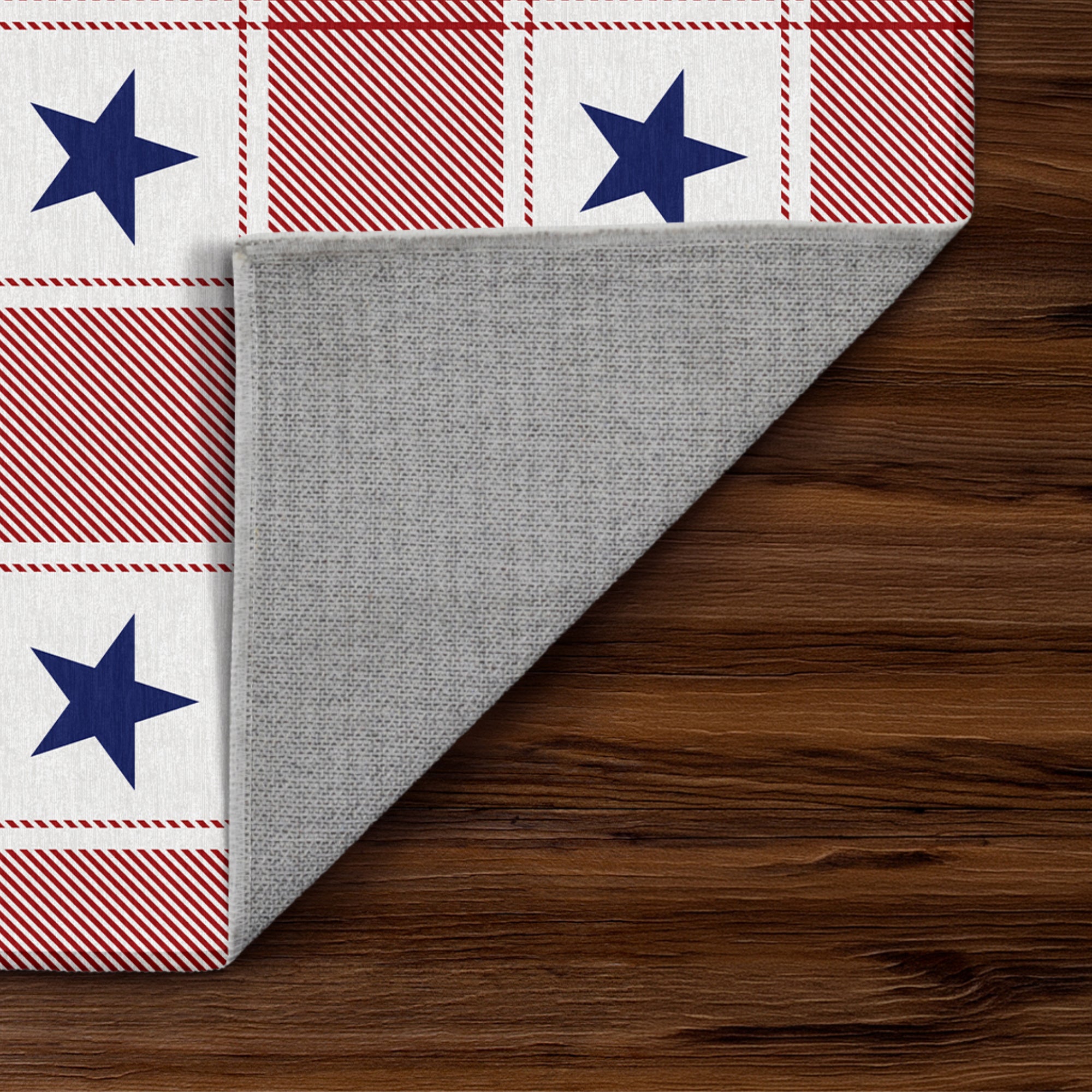 Buffalo Plaid Stars Machine Washable Rug