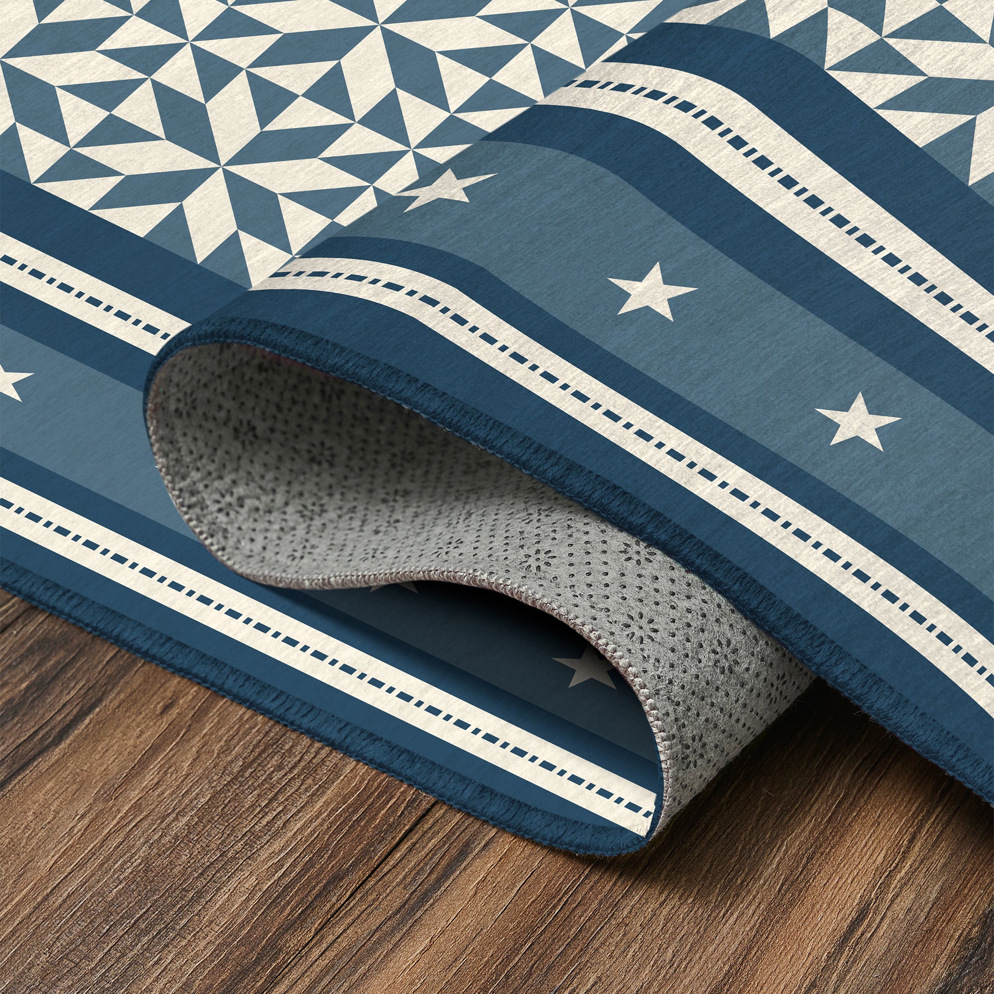 Liberty Stars And Stripes Blue Machine Washable Rug