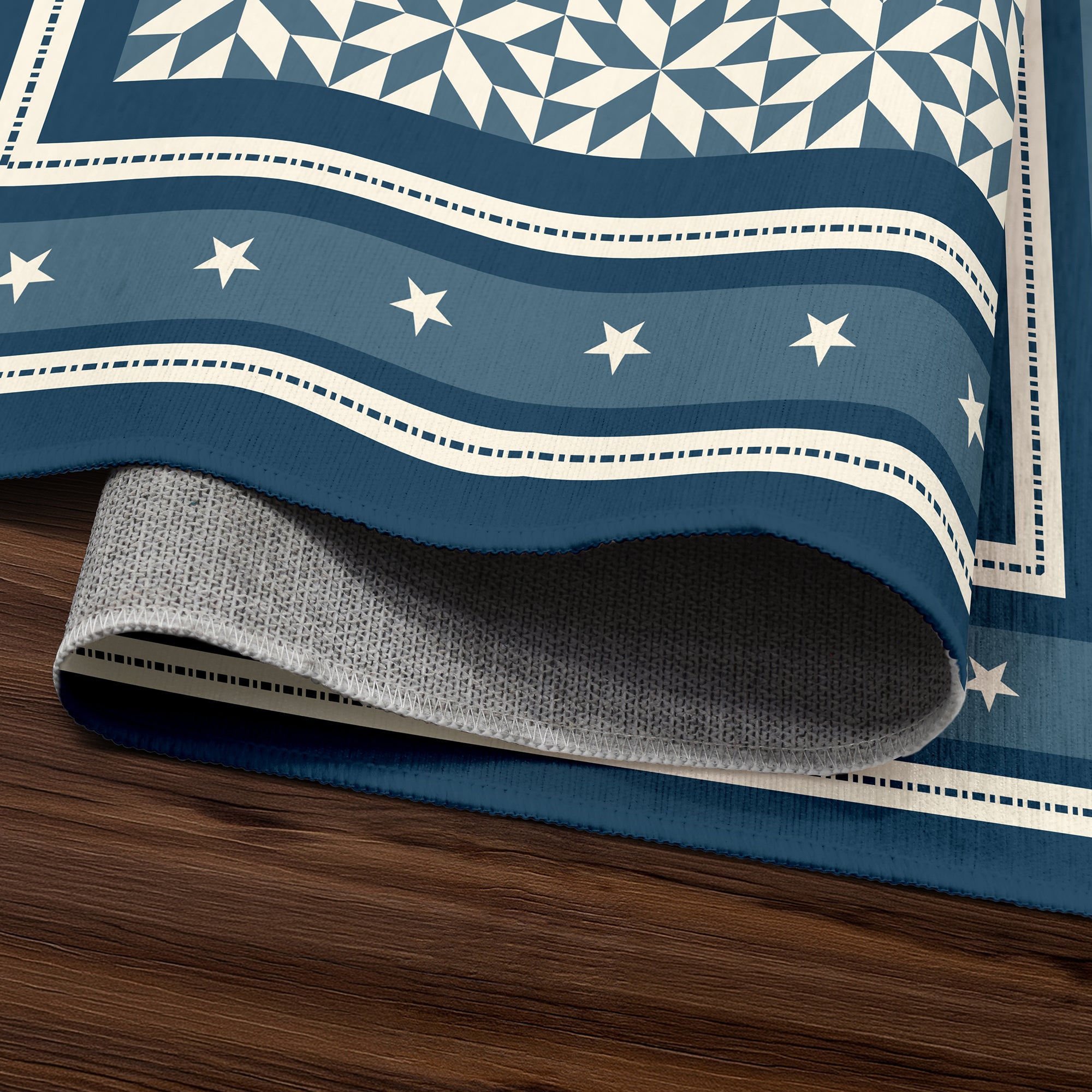 Liberty Stars And Stripes Blue Machine Washable Rug