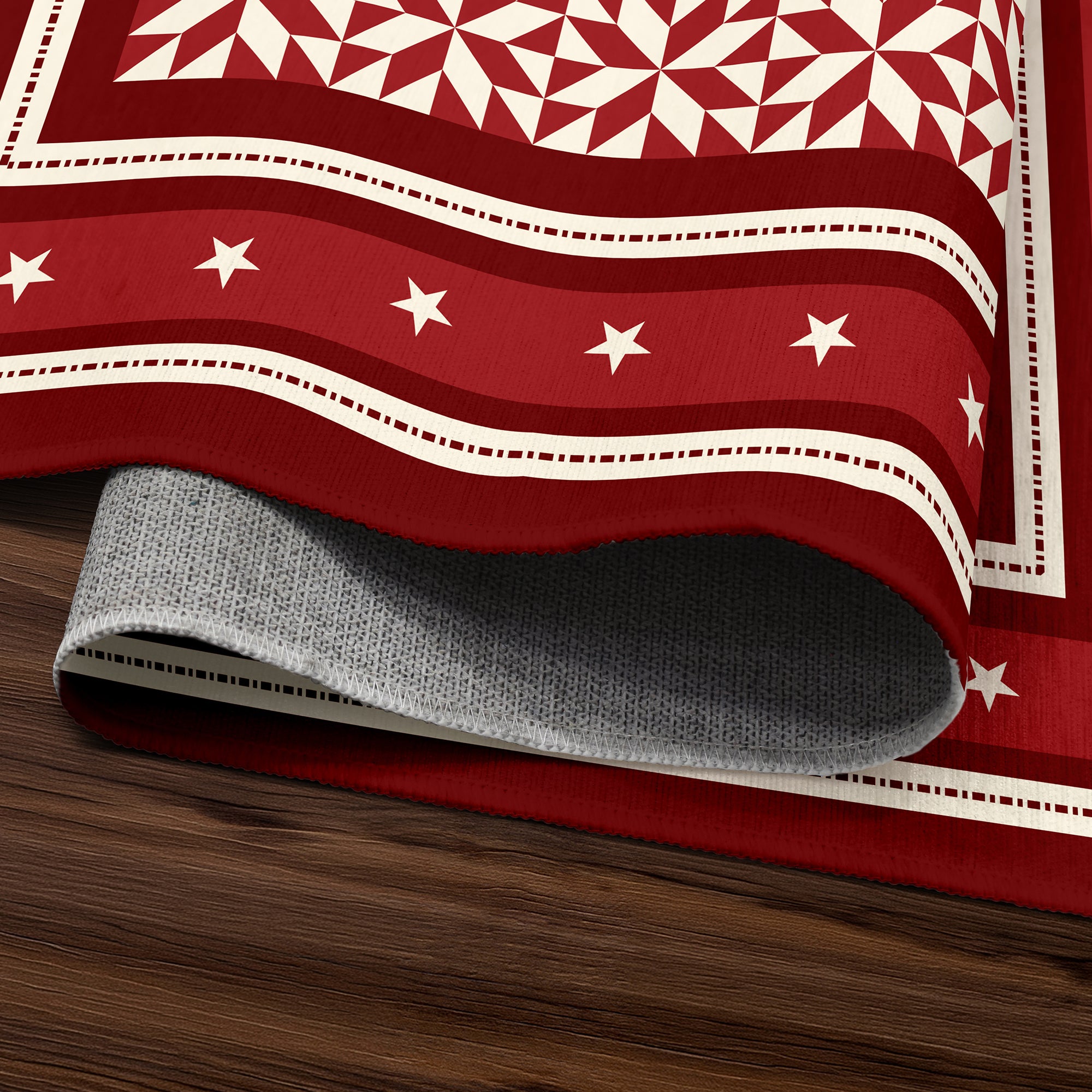 Liberty Stars And Stripes Red Machine Washable Rug