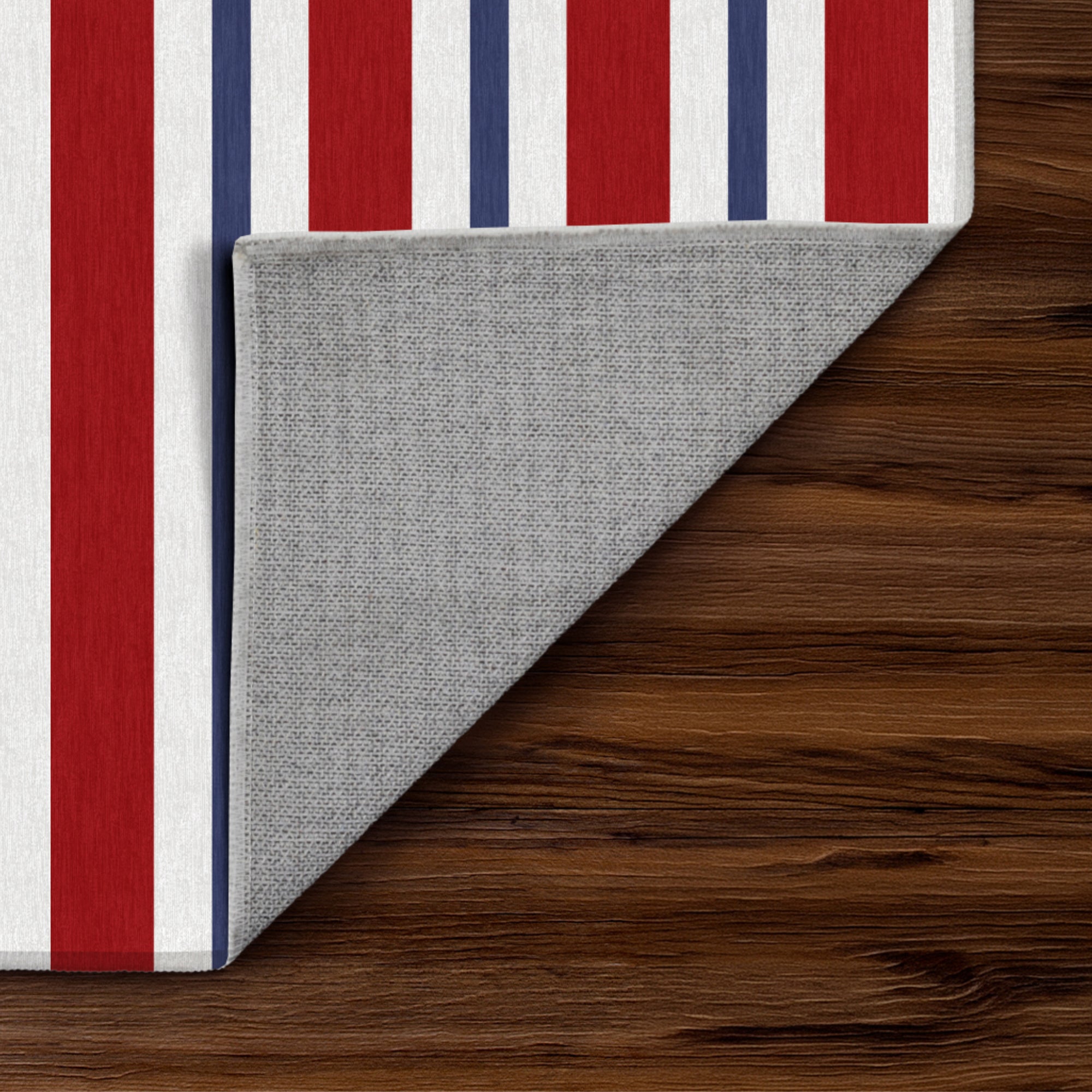 Patriotic Stripes Machine Washable Rug
