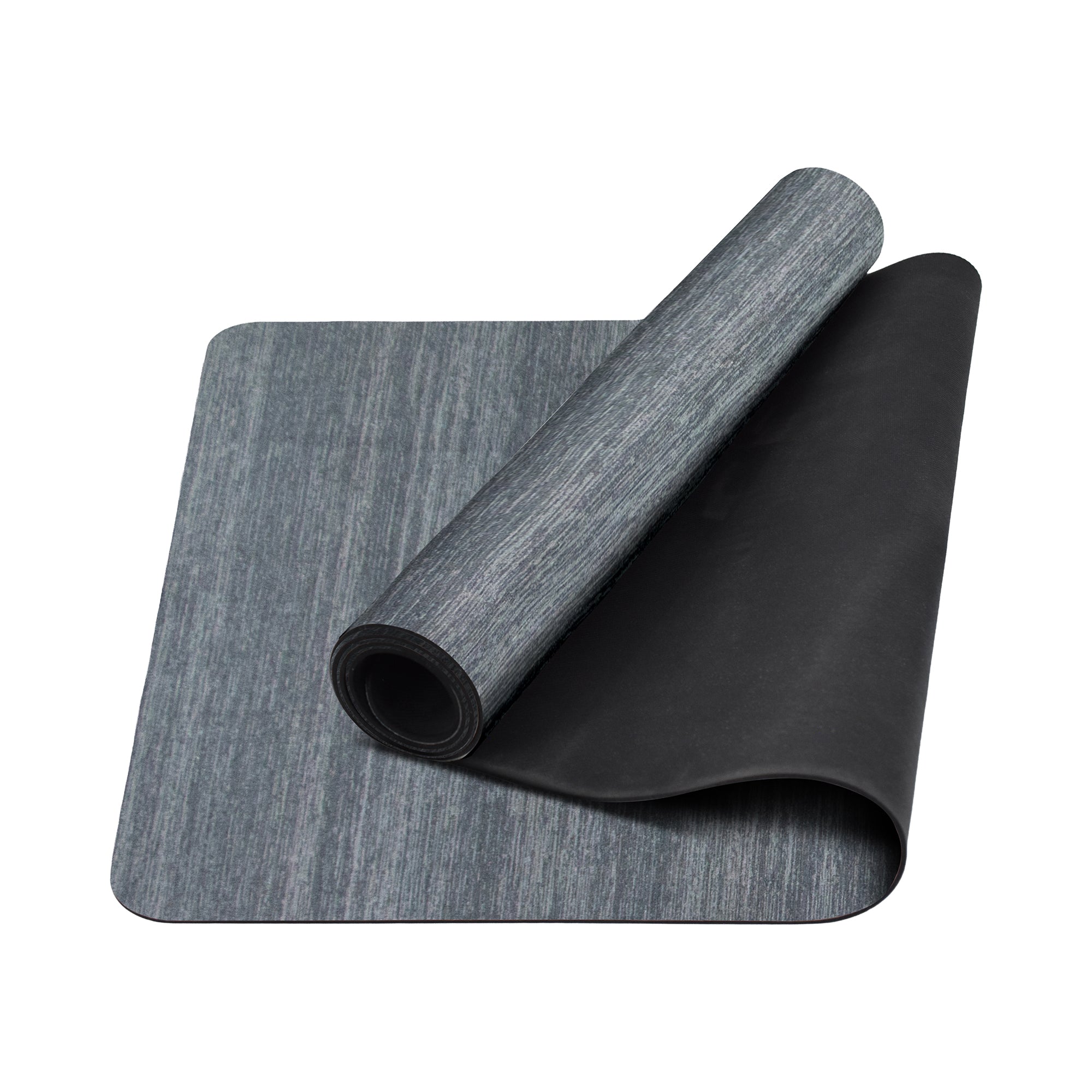 Solid grey washable yoga mat non slip neutral fitness mat for home gym and workout