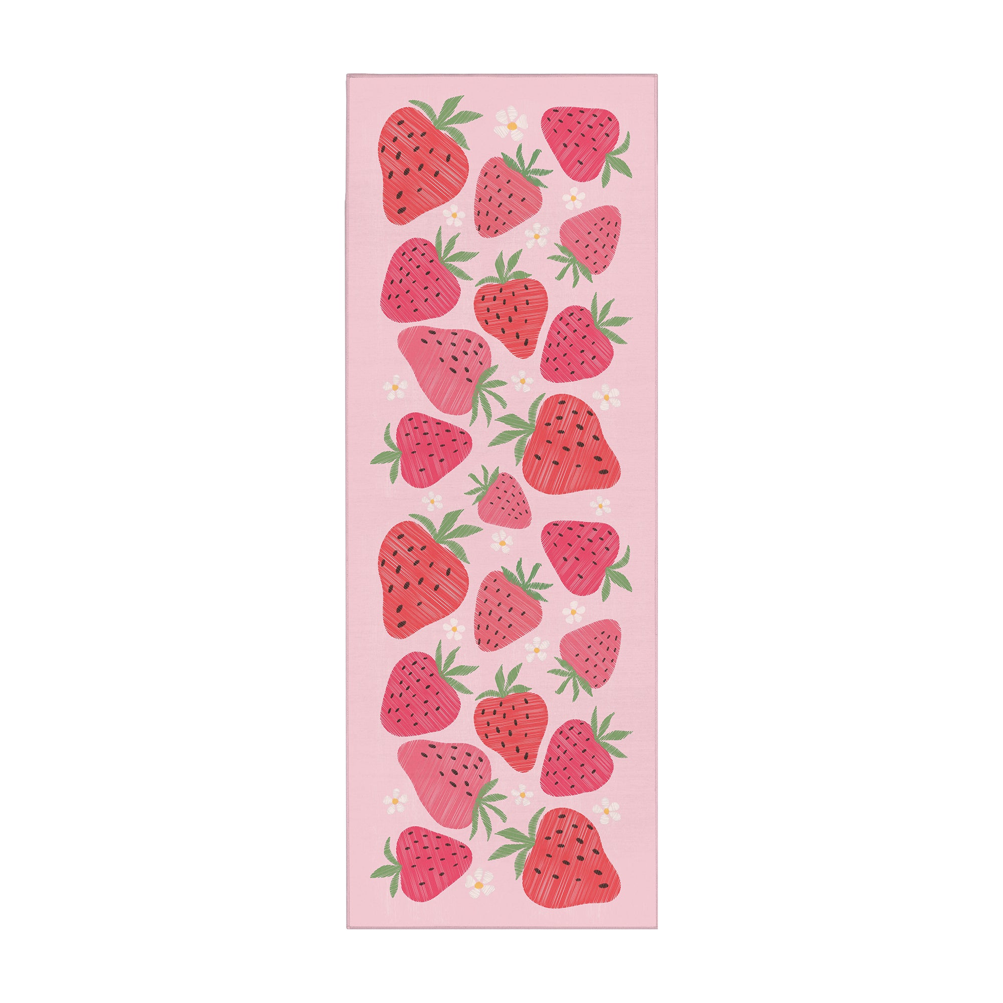 Strawberries and Daisies Machine Washable Rug
