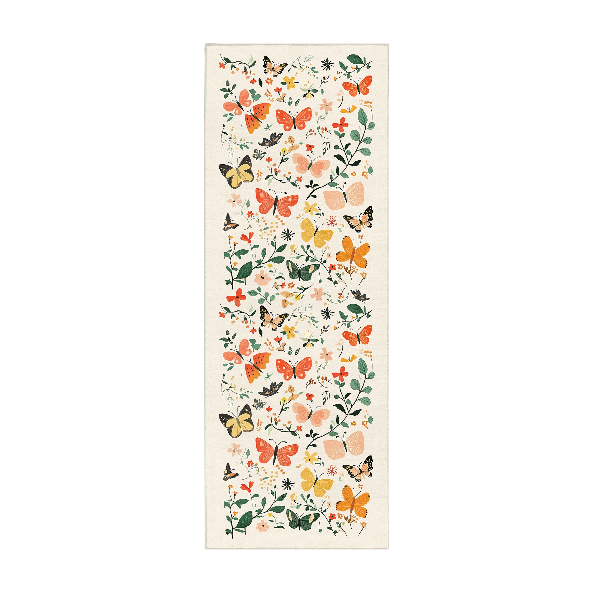 Bright Butterflies Machine Washable Rug