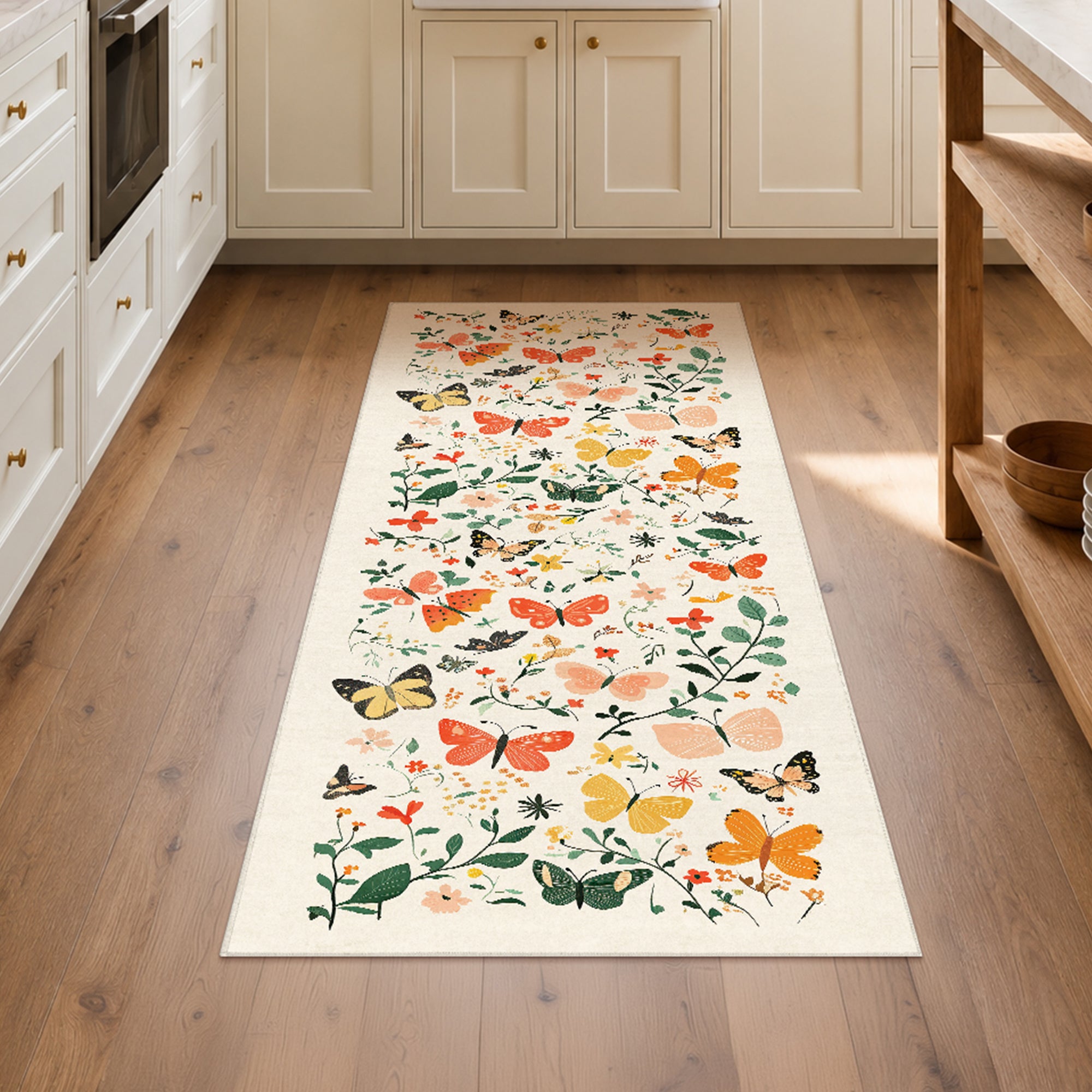 Bright Butterflies Machine Washable Rug