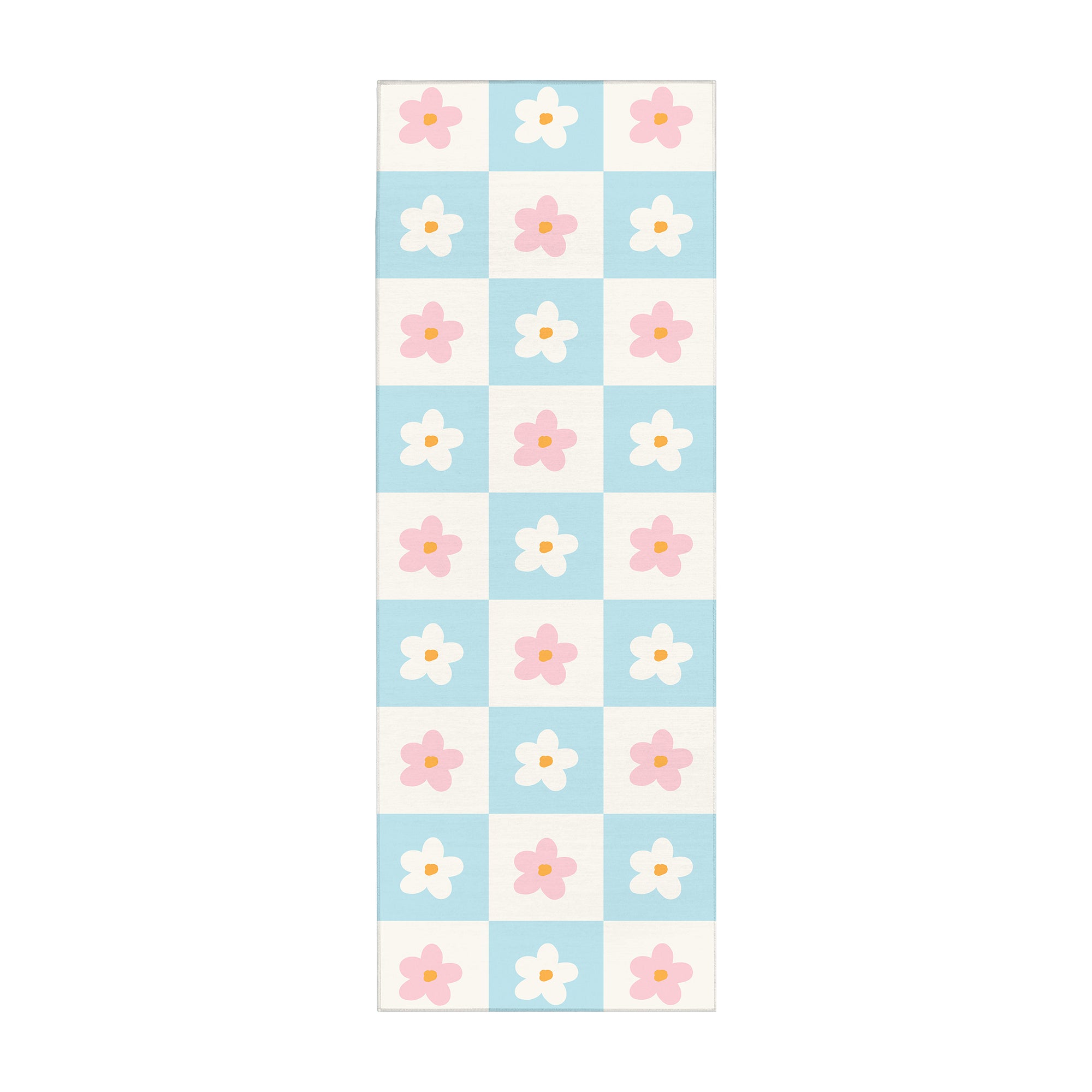 Checkered Daisies Machine Washable Rug
