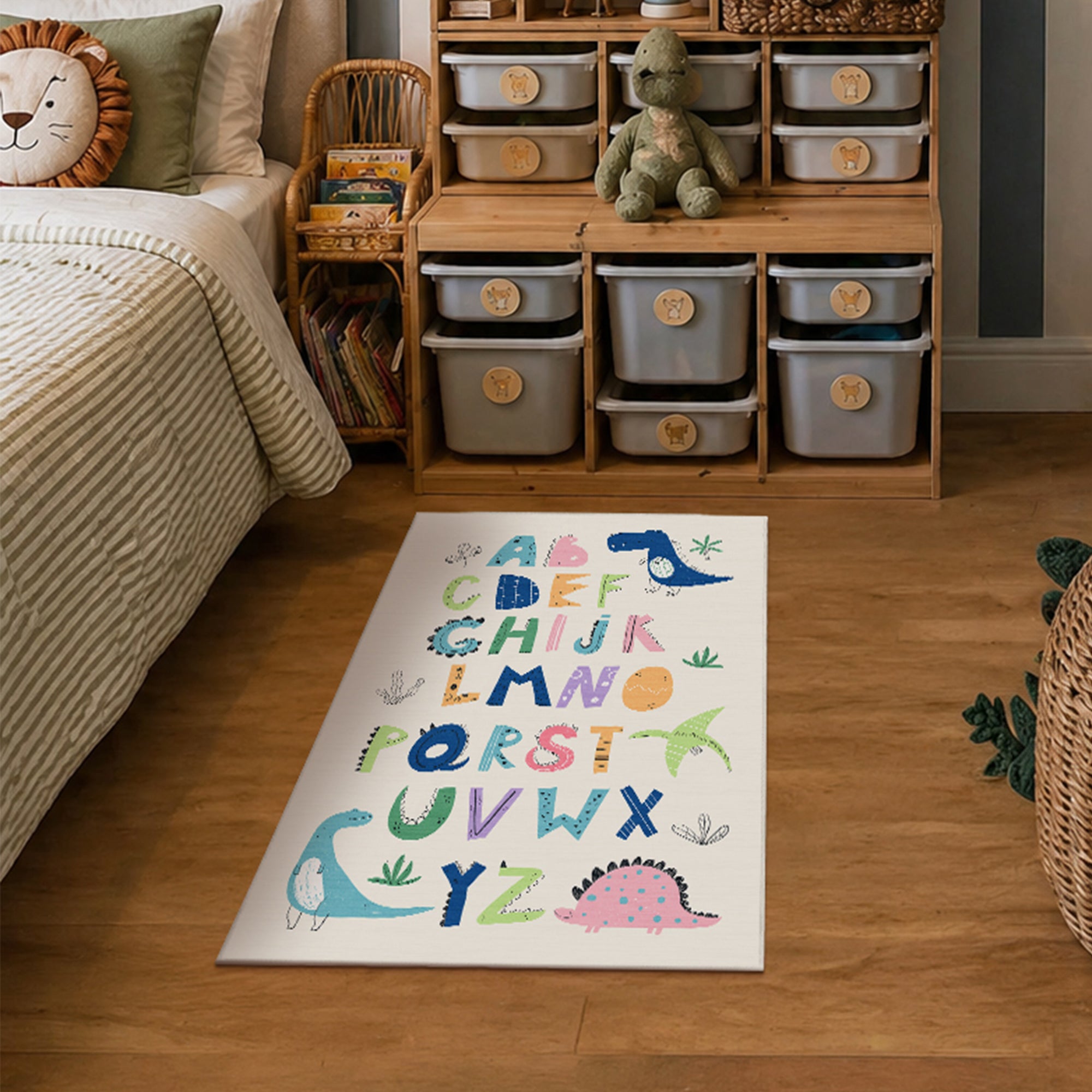 Dinosaur ABCs Machine Washable Rug