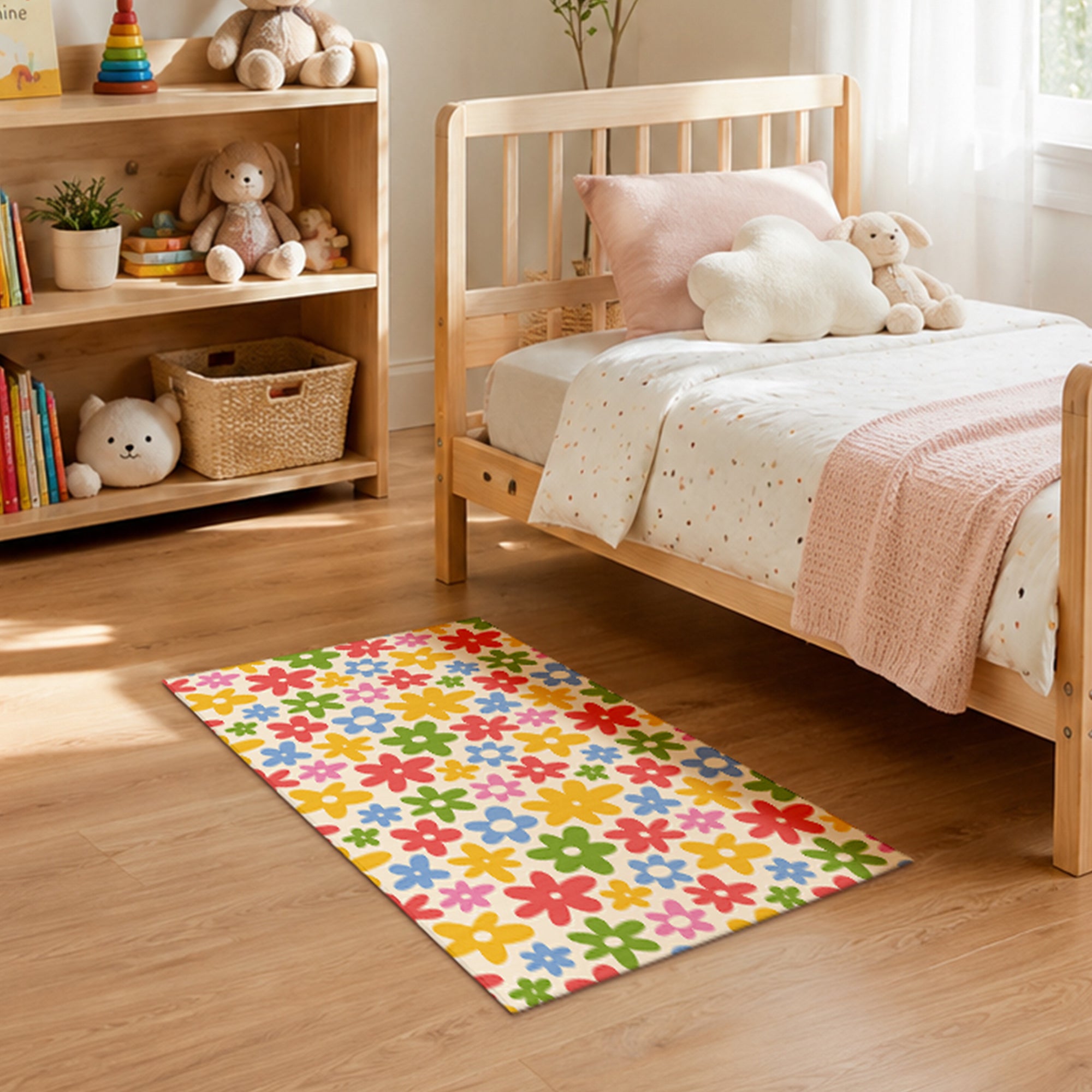 Kayla Fun Floral Machine Washable Rug