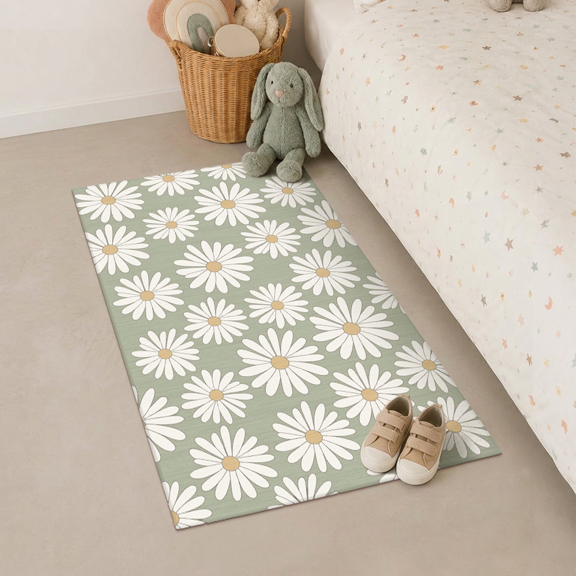 Ayla Daisies Machine Washable Rug