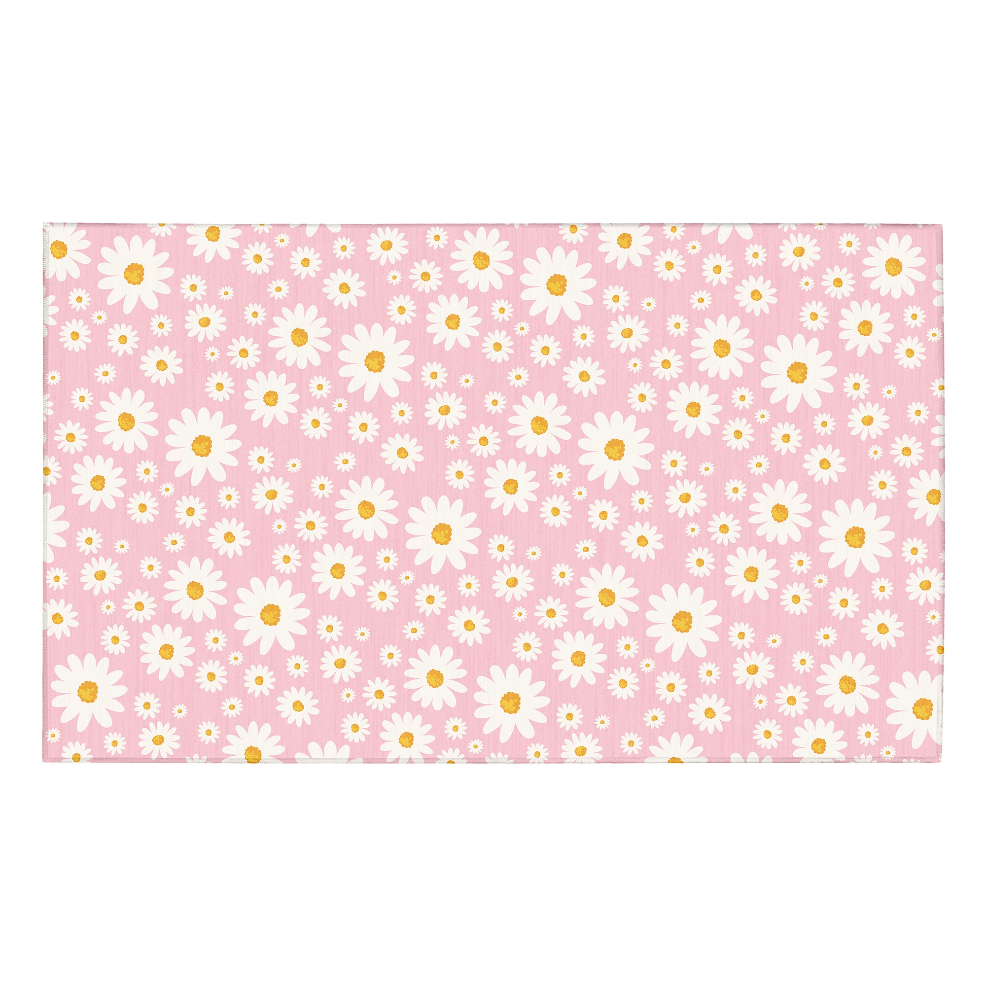 Daisy Meadow Pink Machine Washable Rug