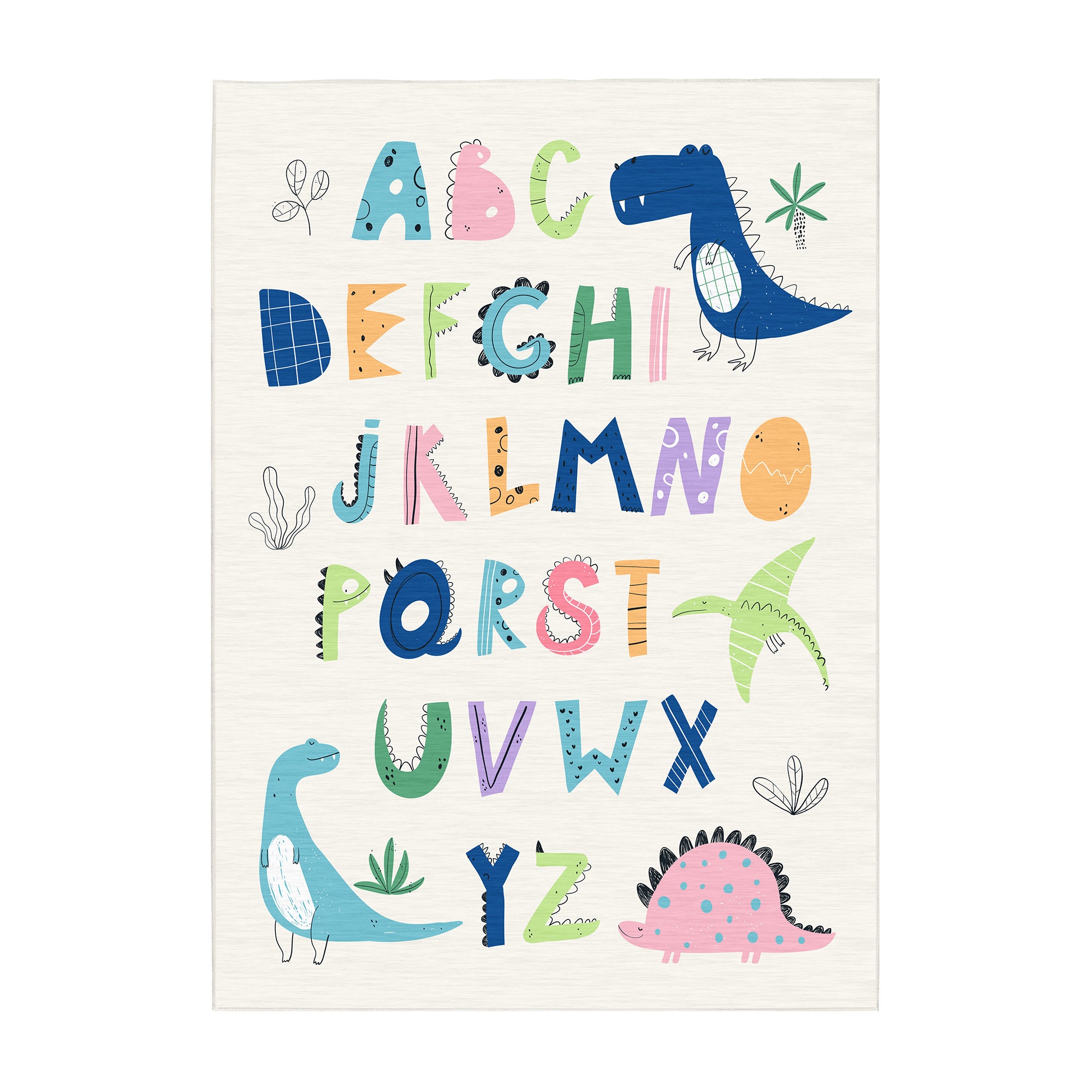Dinosaur ABCs Machine Washable Rug