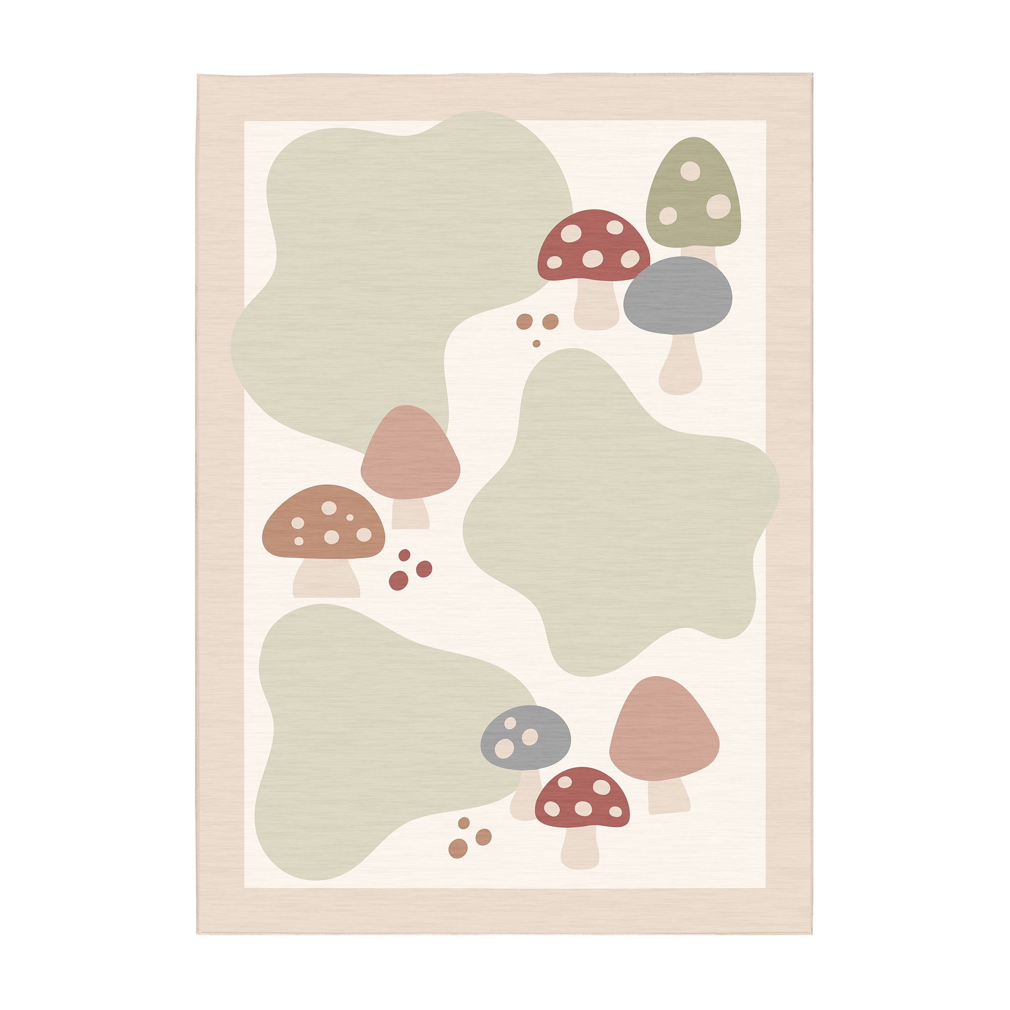 Mushy Mushrooms Machine Washable Rug