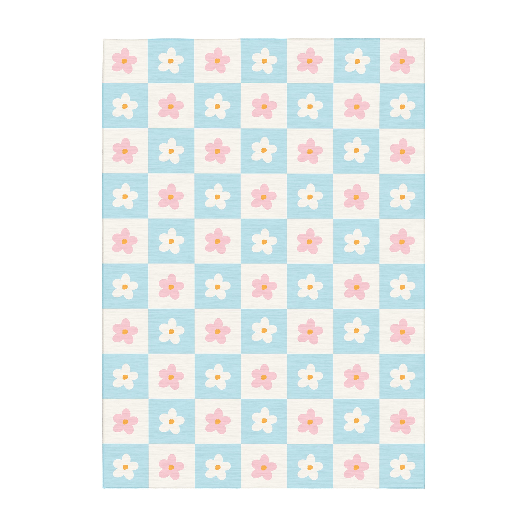 Checkered Daisies Machine Washable Rug