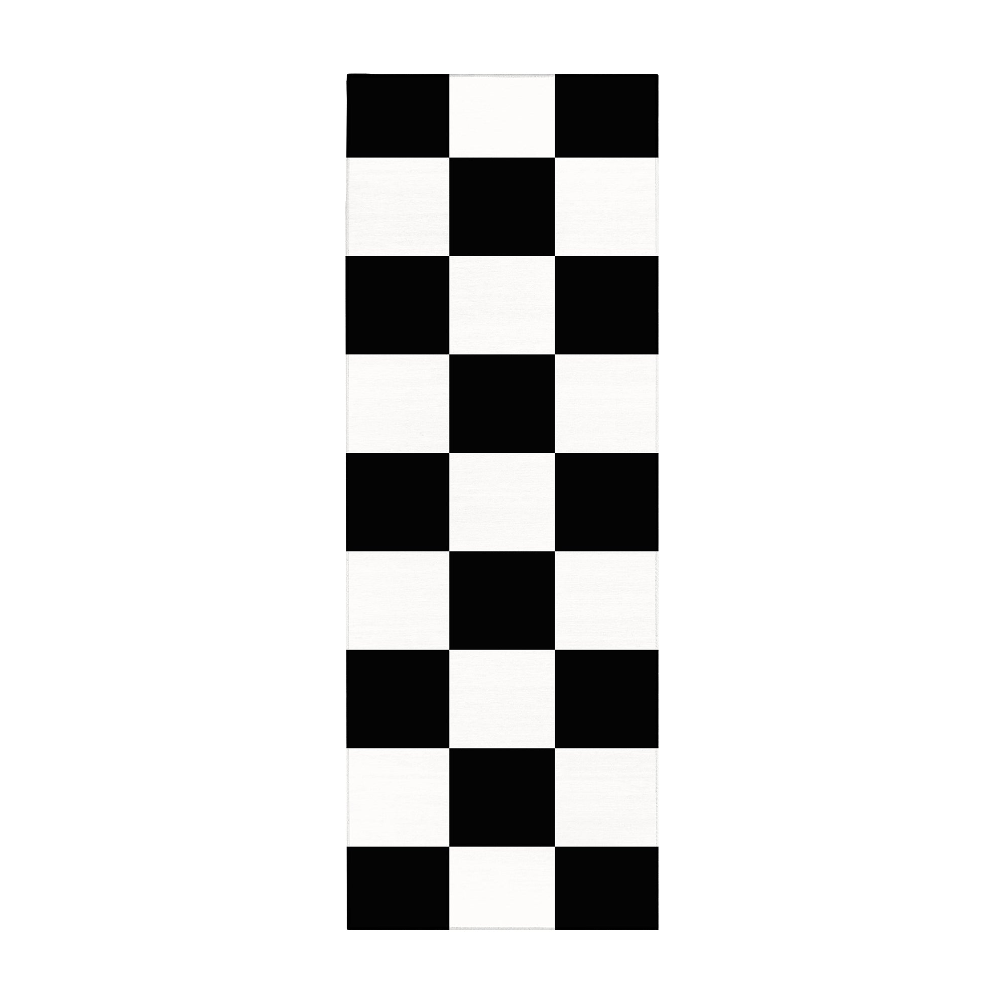 Checkered Black White Machine Washable Rug