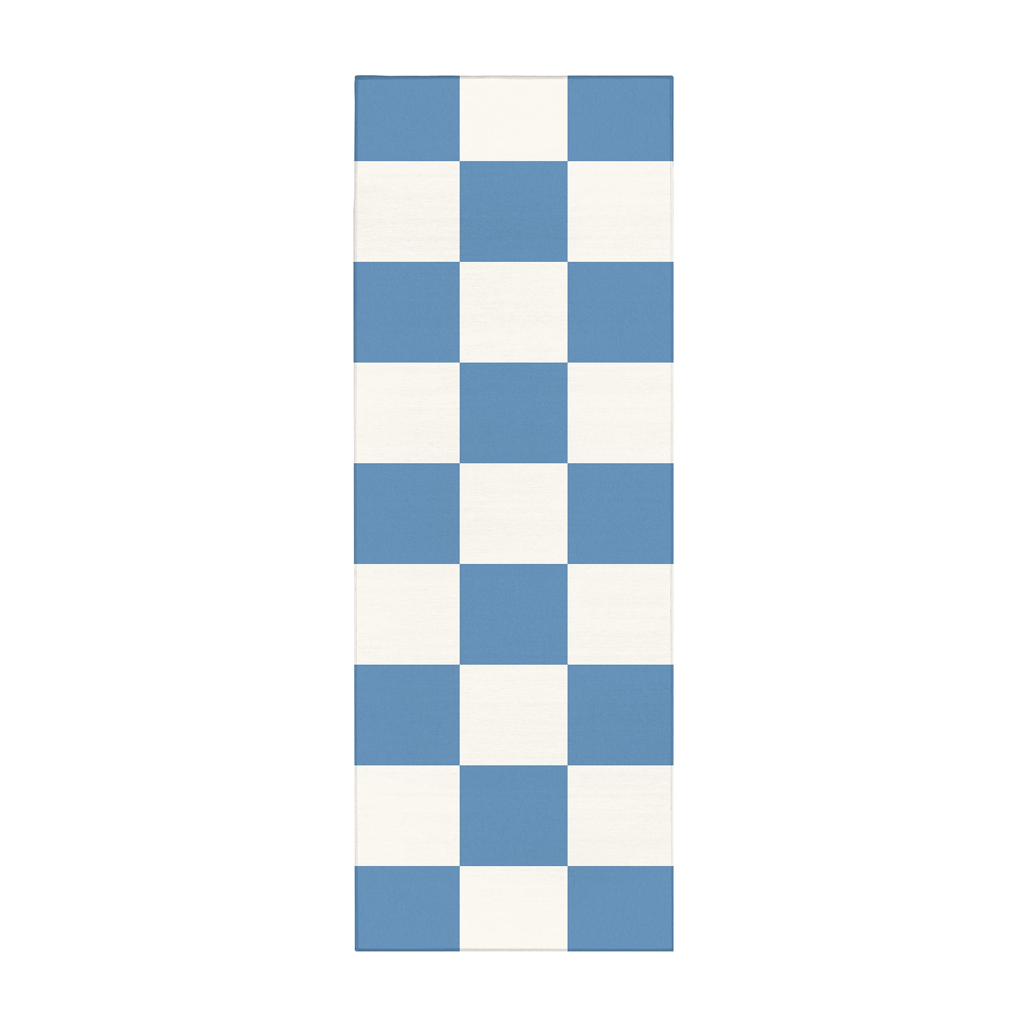 Checkered Blue White Machine Washable Rug