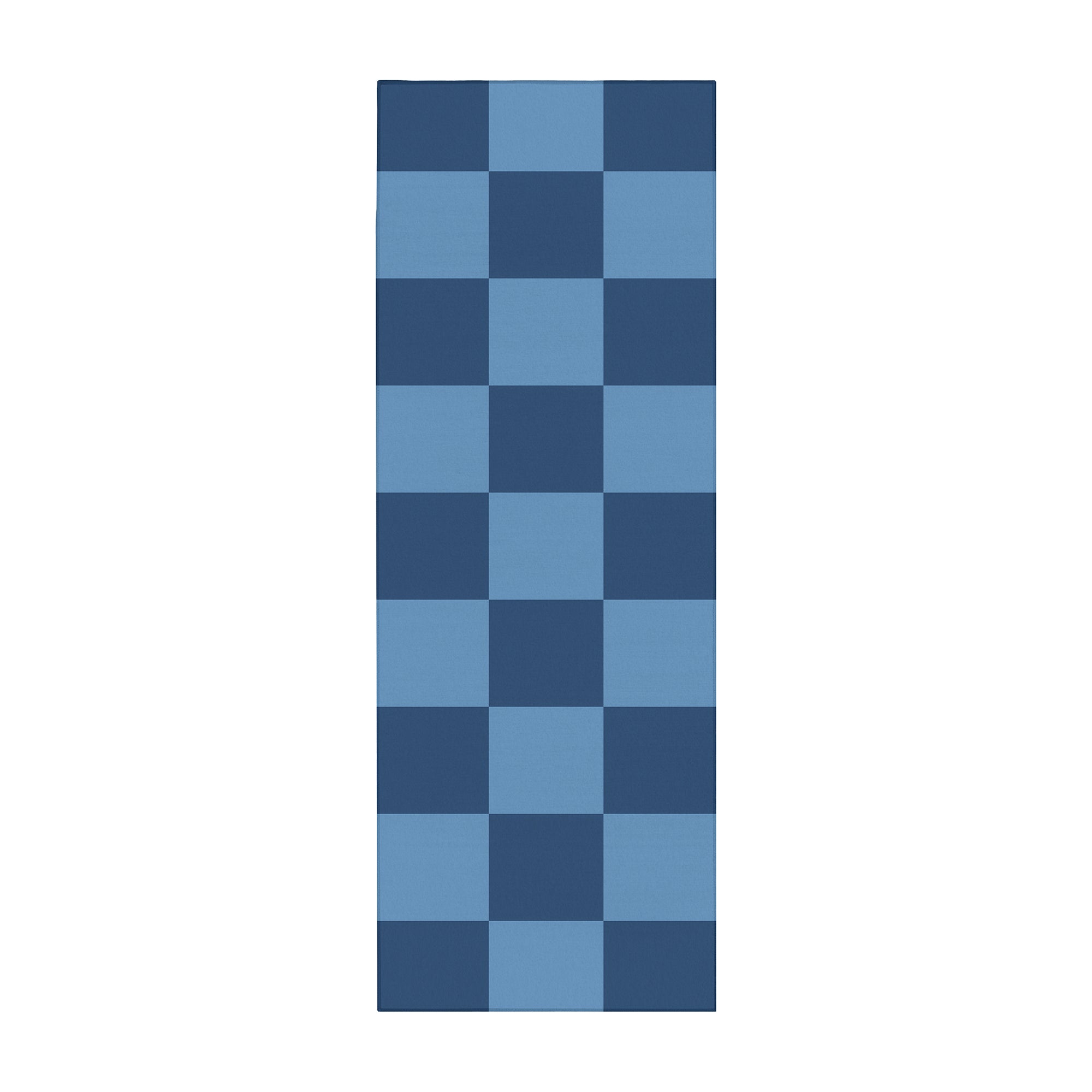 Checkered Blue Machine Washable Rug