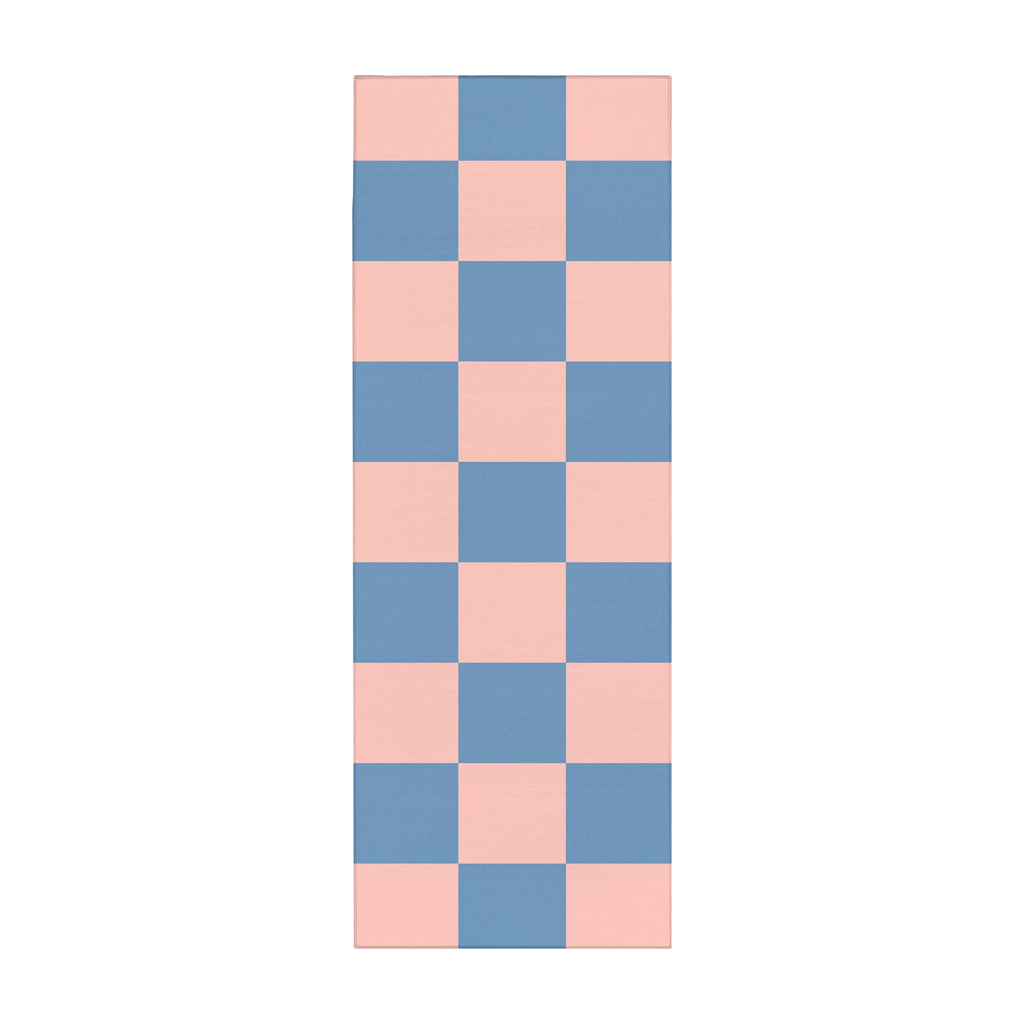 Checkered Blue Pink Machine Washable Rug