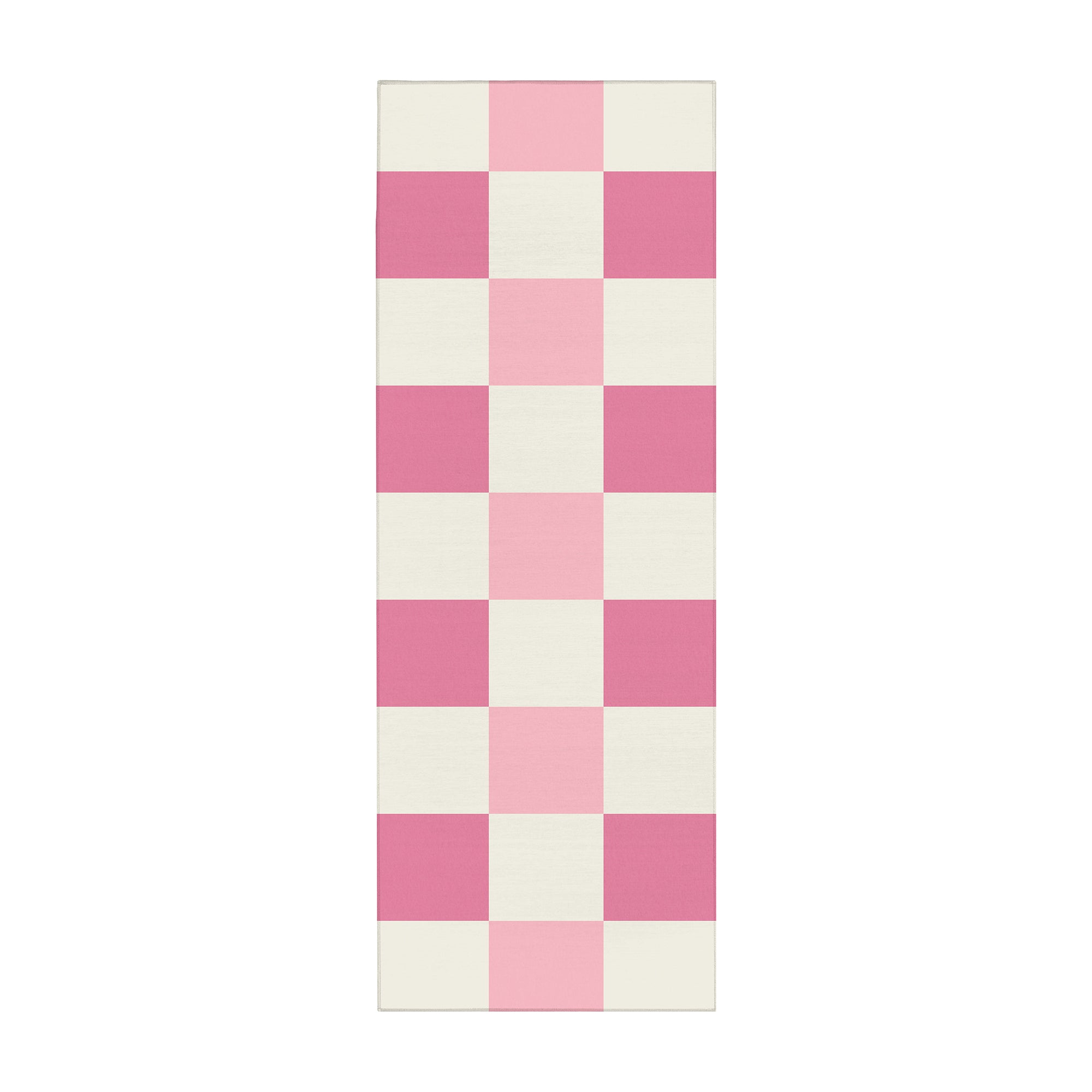 Checkered Pink Machine Washable Rug