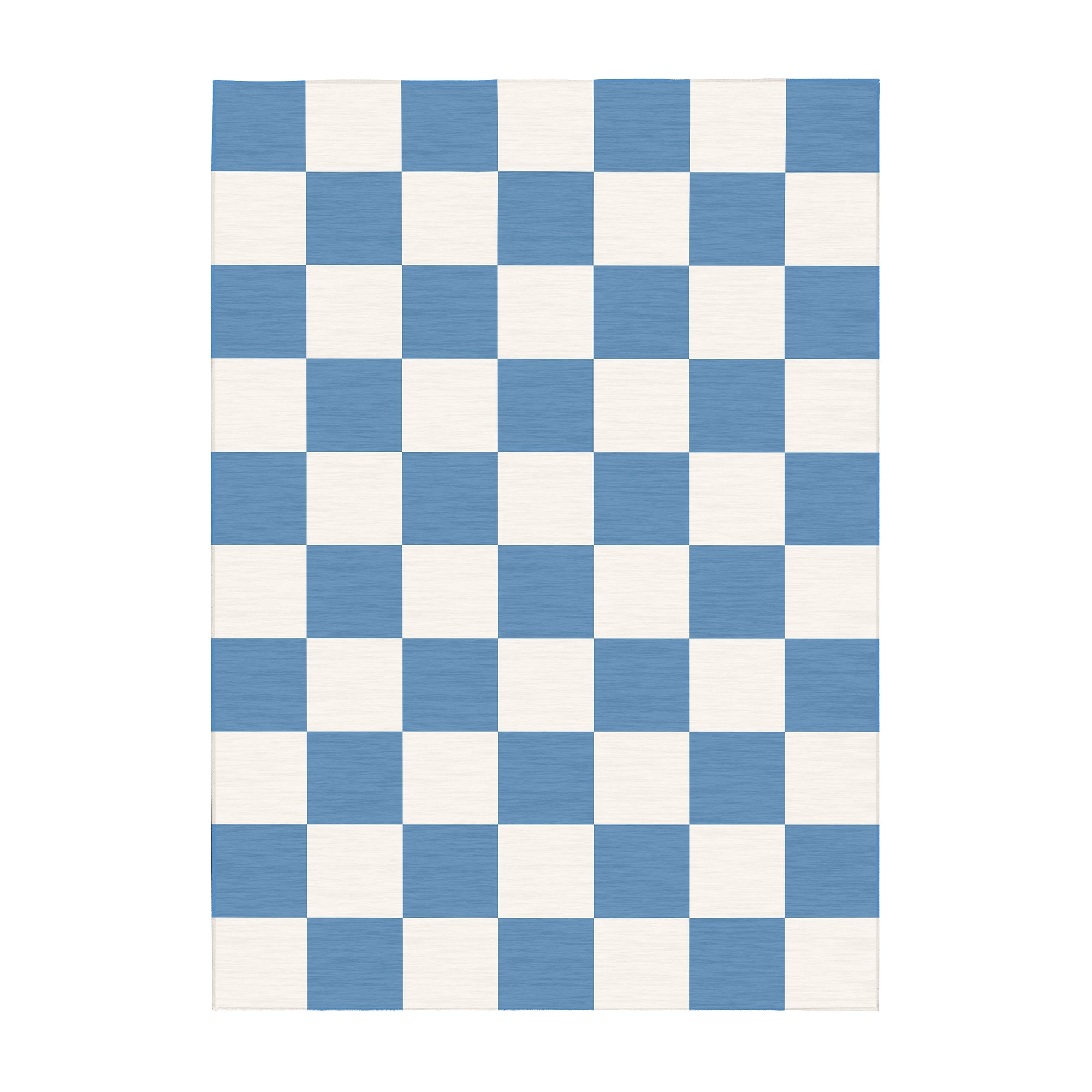 Checkered Blue White Machine Washable Rug