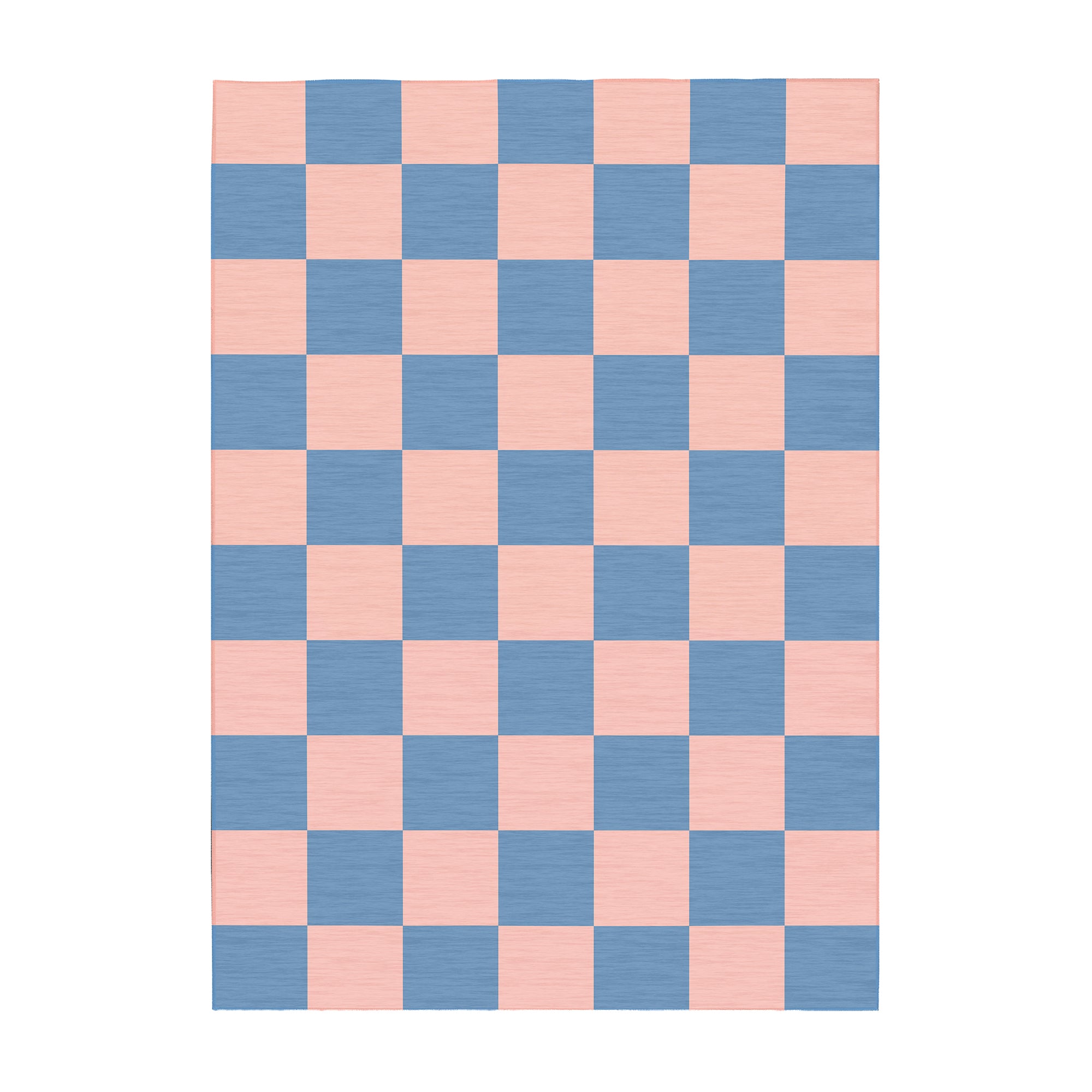 Checkered Blue Pink Machine Washable Rug