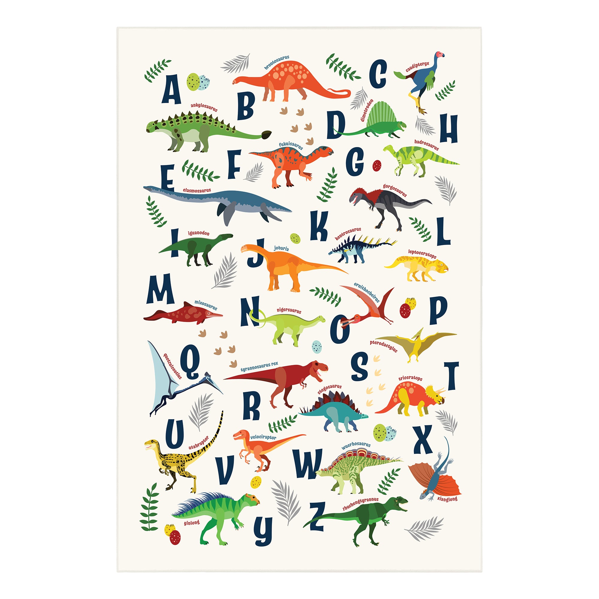 Dinosaurs Alphabet Machine Washable Rug