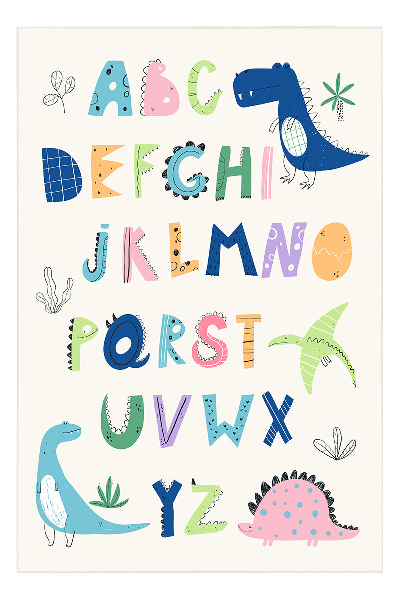 Dinosaur ABCs Machine Washable Rug