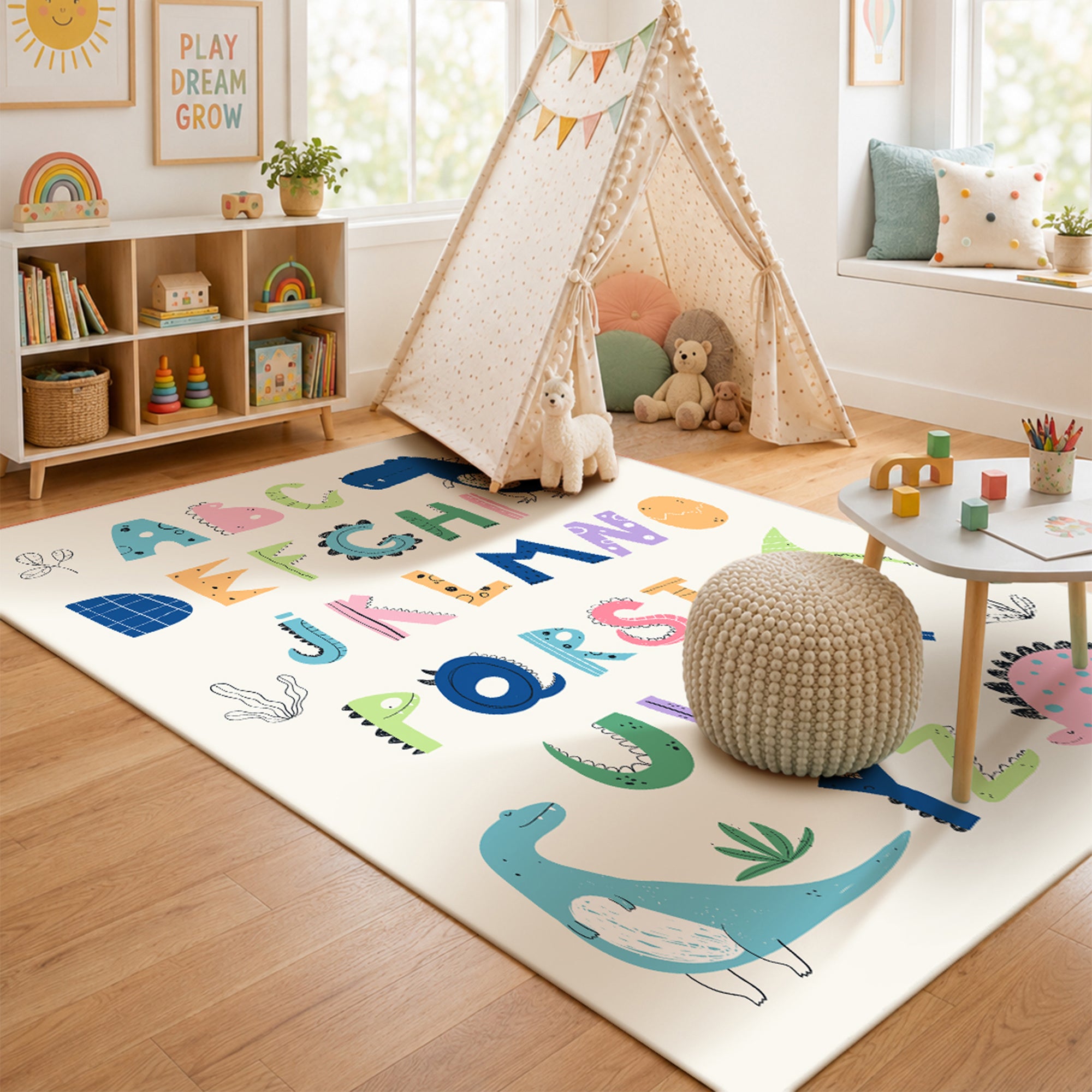 Dinosaur ABCs Machine Washable Rug