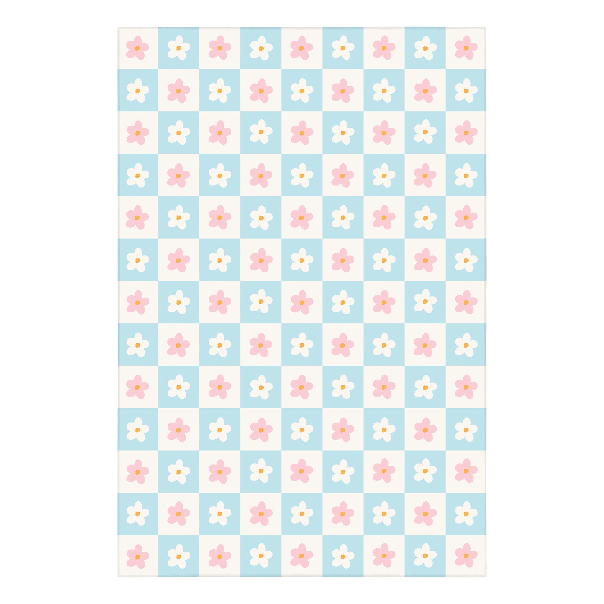 Checkered Daisies Machine Washable Rug