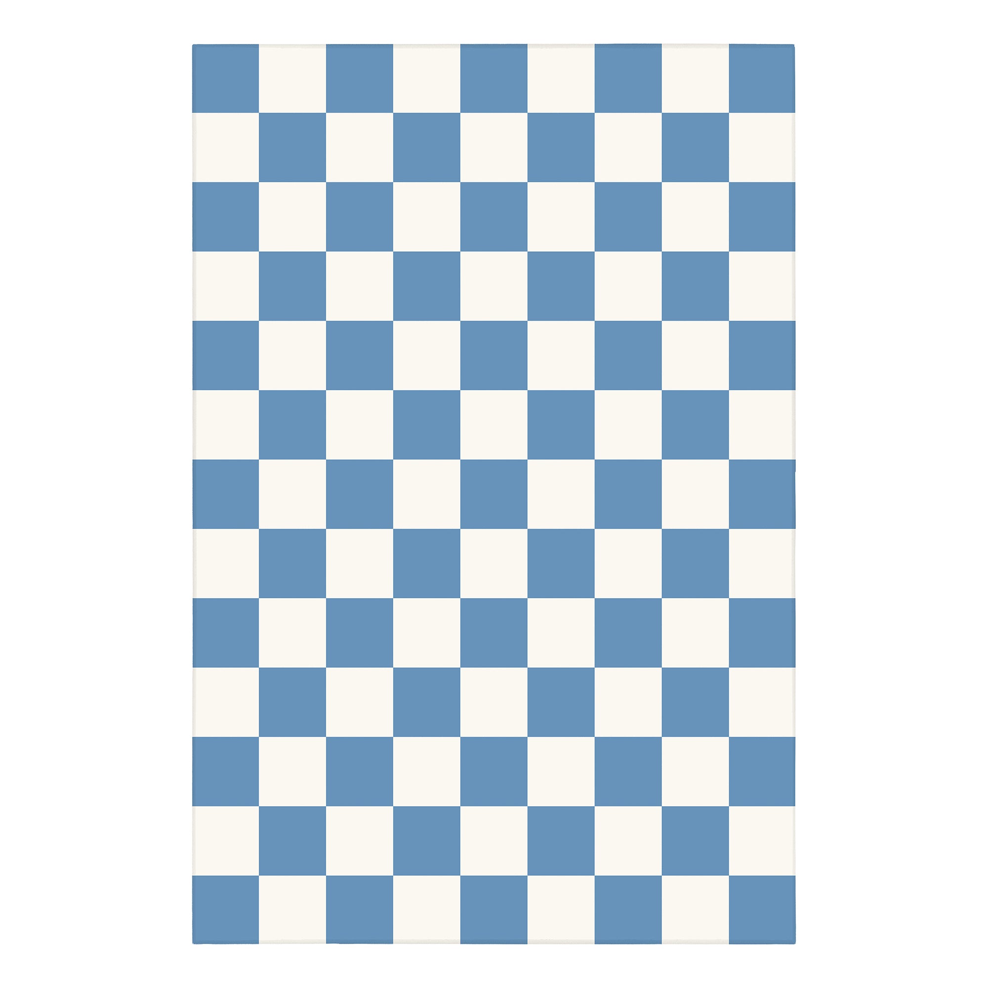 Checkered Blue White Machine Washable Rug