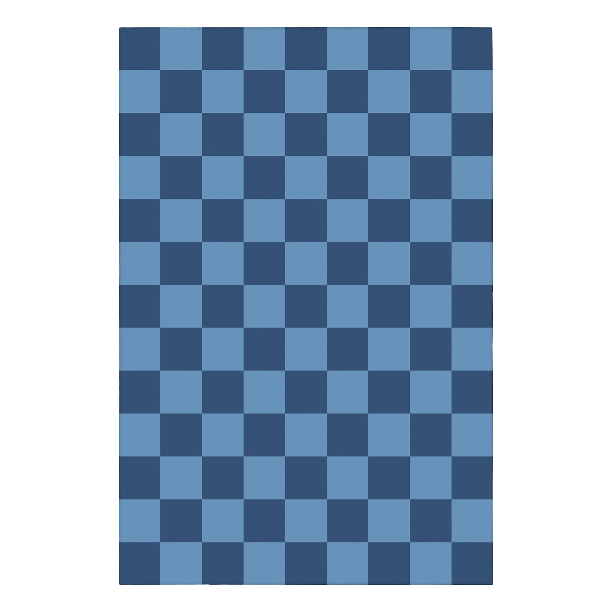 Checkered Blue Machine Washable Rug