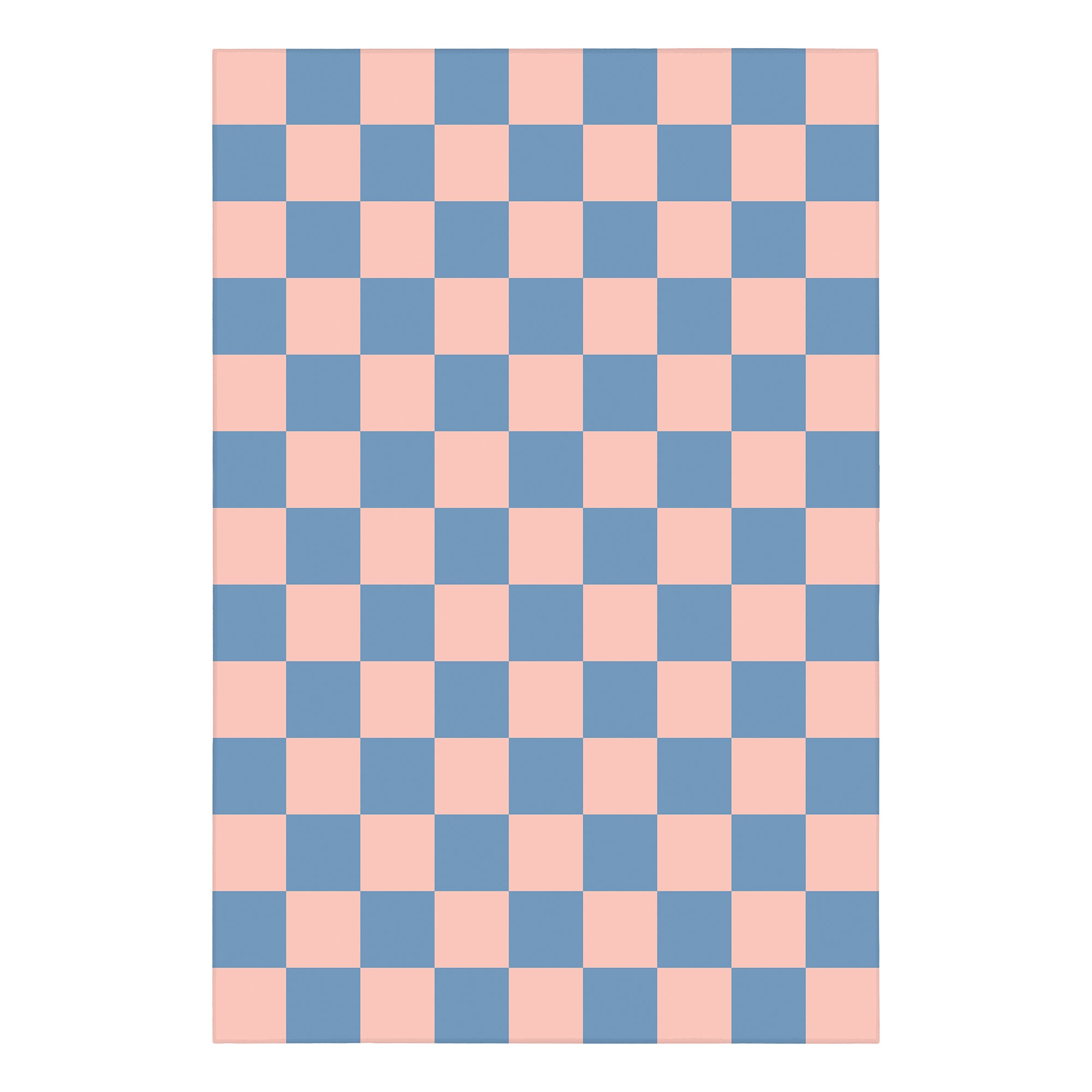Checkered Blue Pink Machine Washable Rug