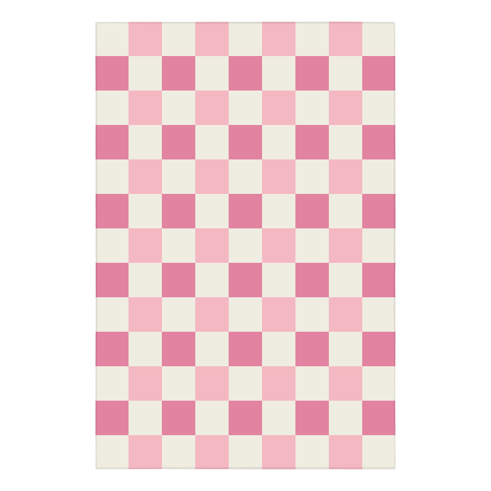 Checkered Pink Machine Washable Rug