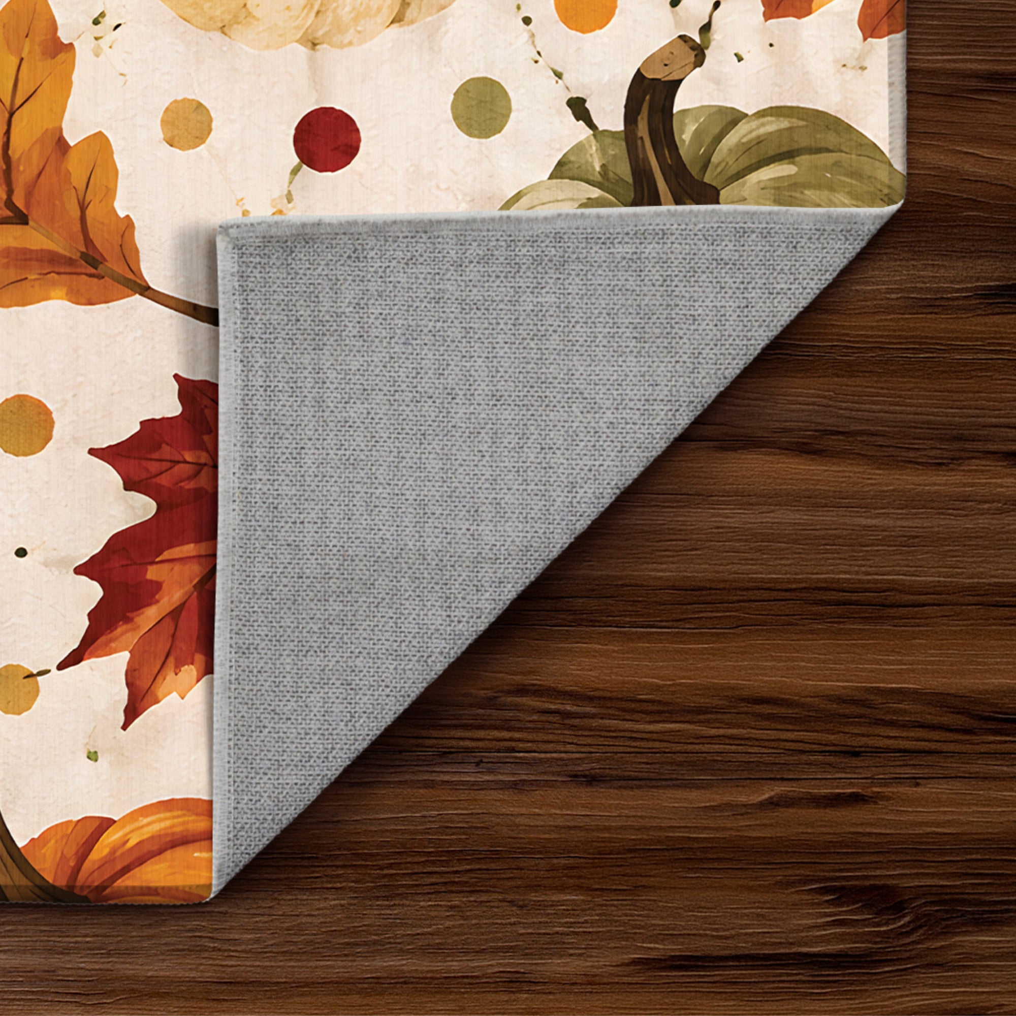 Autumn Pumpkin Botanical Machine Washable Rug