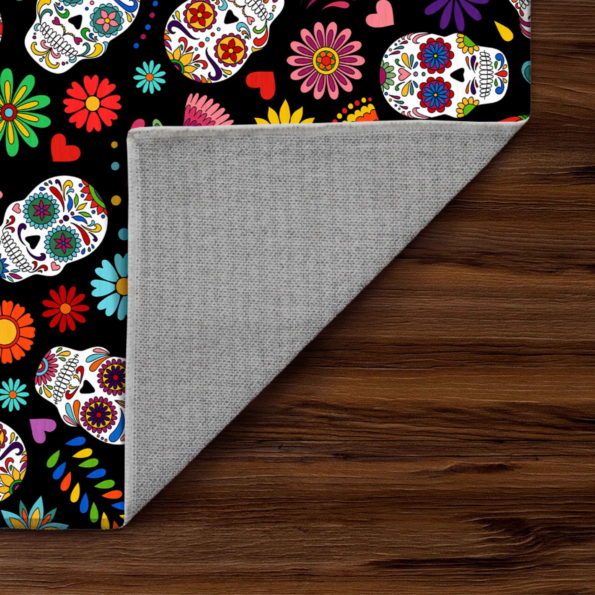 Sugar Skull Pattern Machine Washable Rug