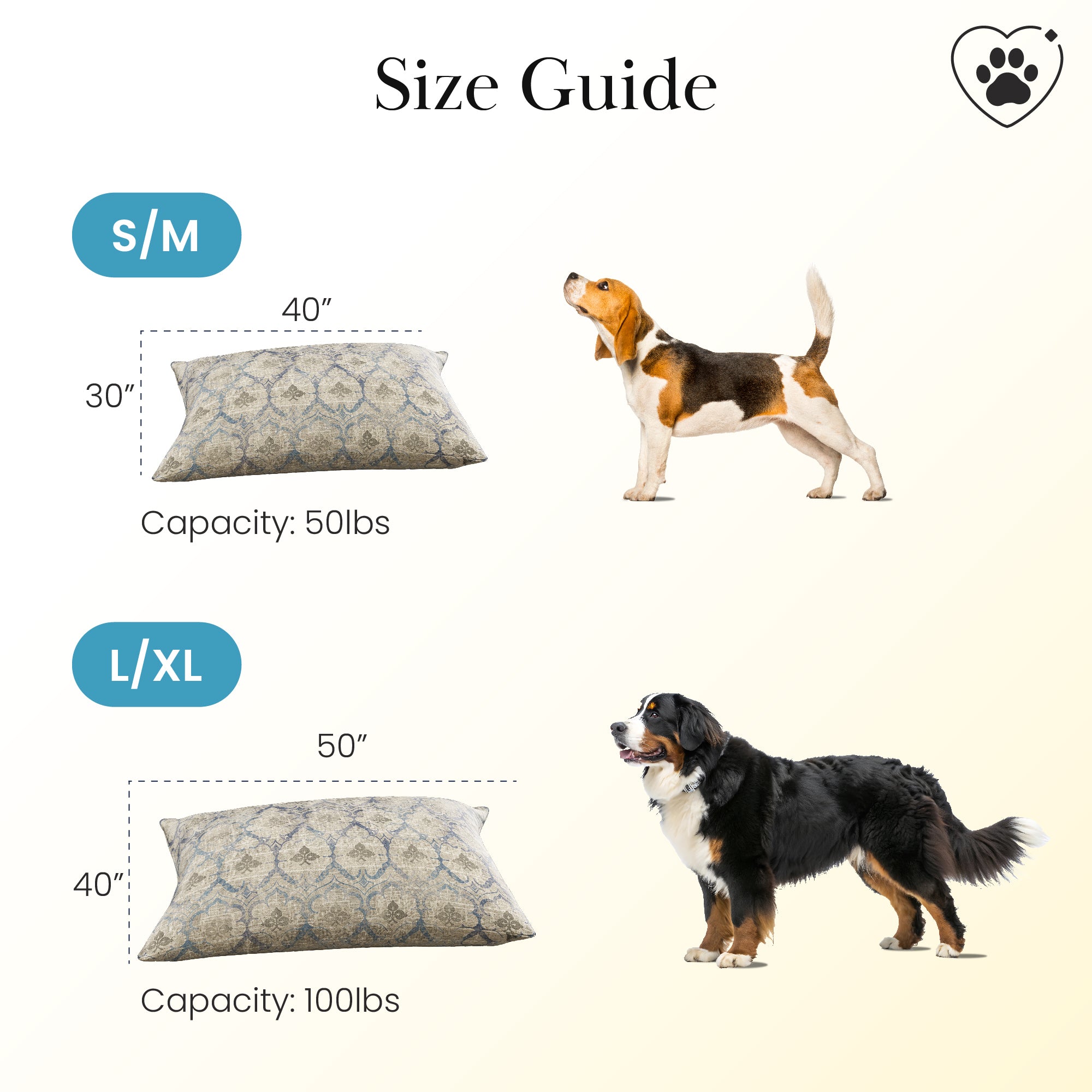 Leilani Damask Beige Blue Doggy Bed Pillow Soft Washable Pet Bed