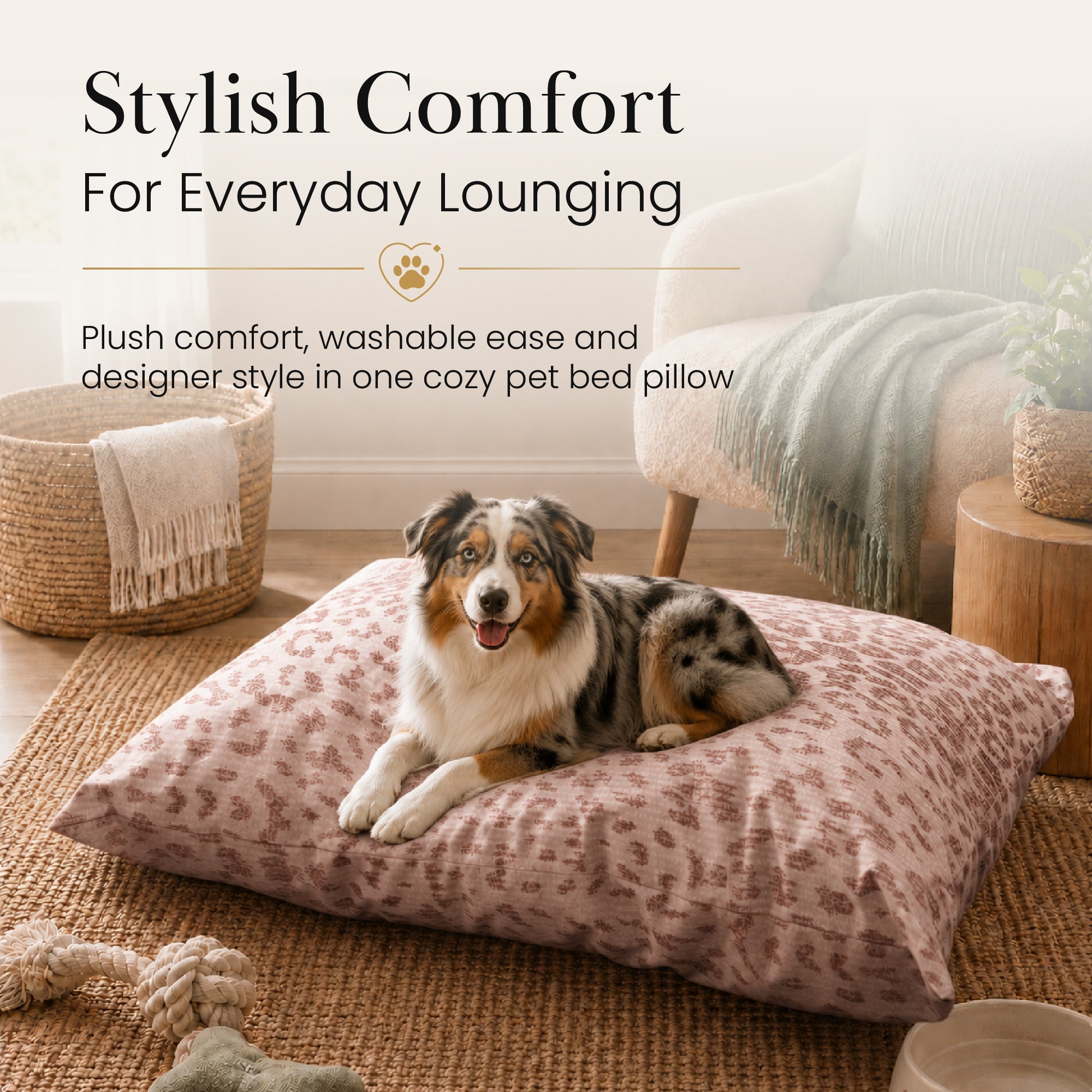 Miya Leopard Brown Doggy Bed Pillow Washable Pet Bed