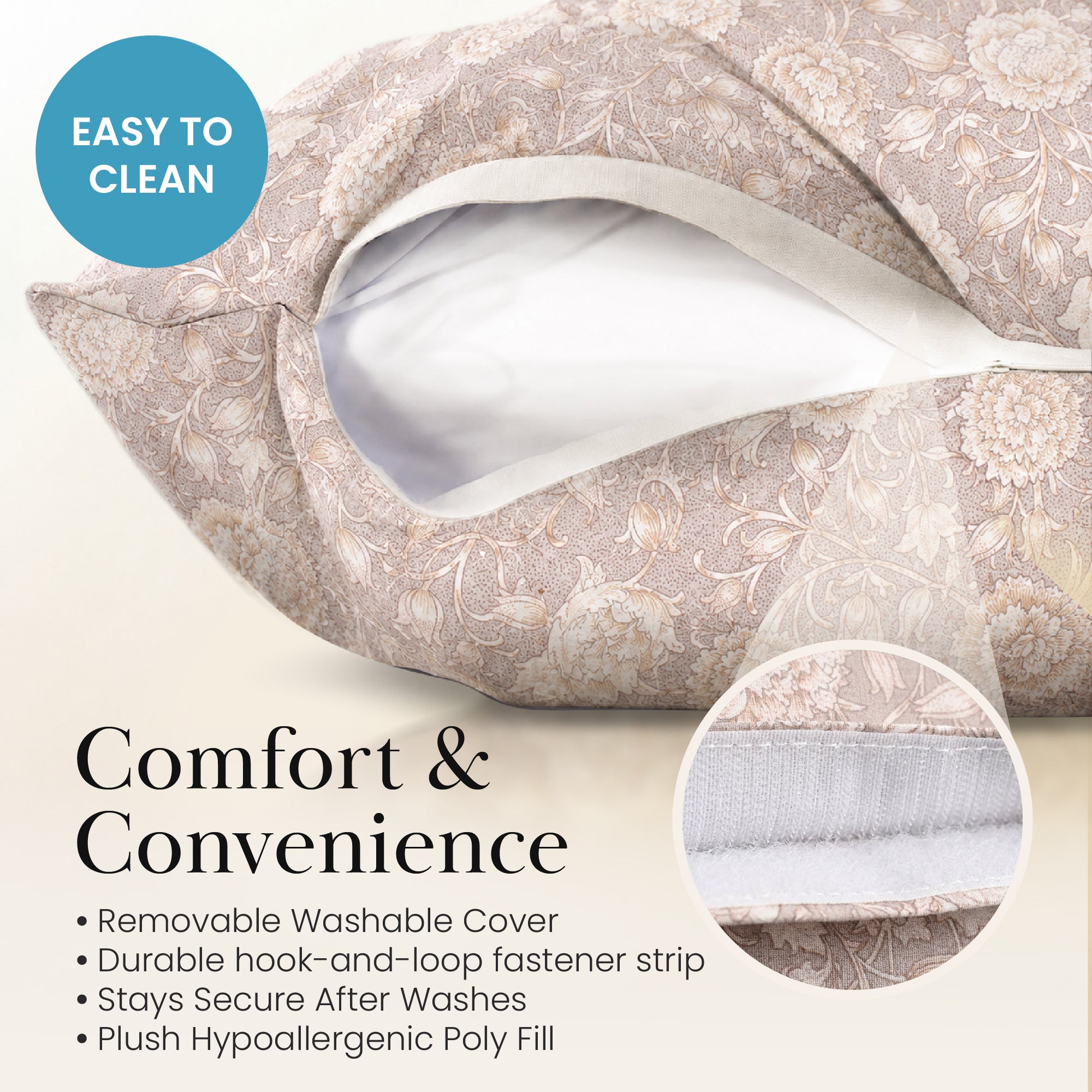 Kalini Floral Natural Doggy Bed Pillow Washable Pet Bed